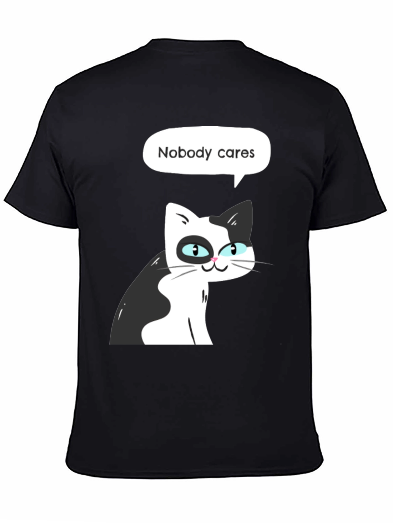 Black Nobody Cares Cat Graphic Tee - Black view 4