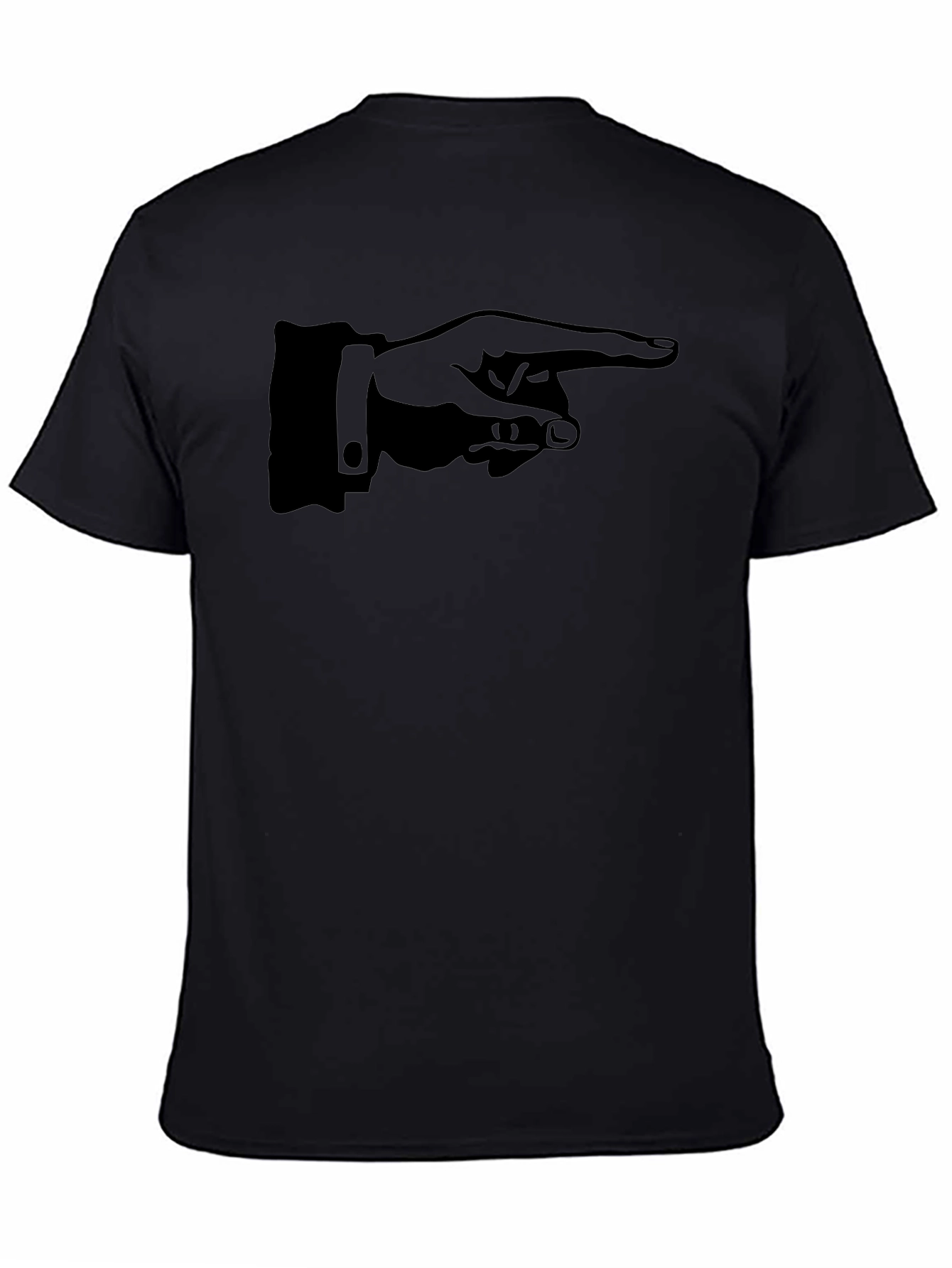 Black Pointing Hand Graphic Tee - Black Cotton T-Shirt view 4
