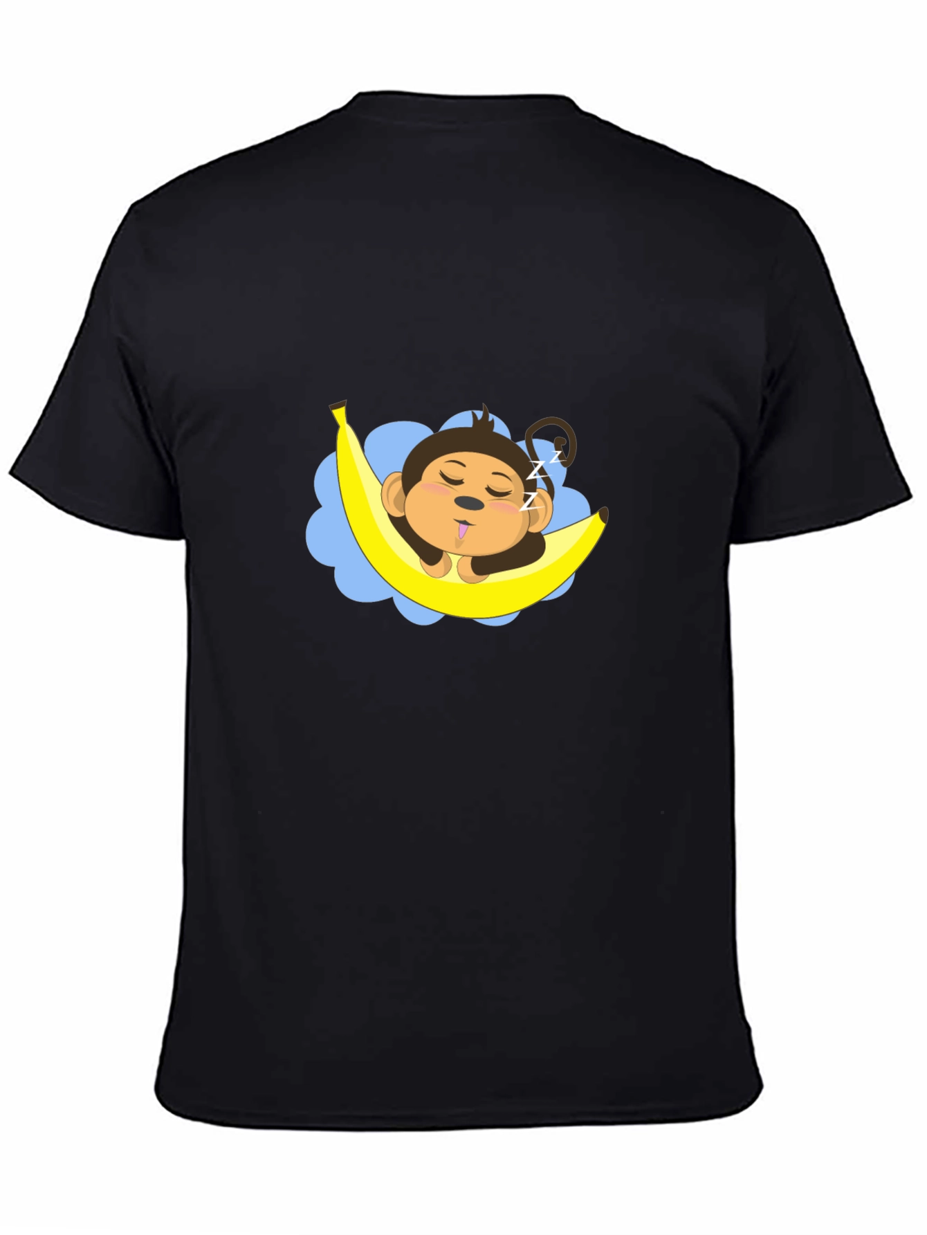 Black Sleeping Monkey Banana T-Shirt - Unisex Black Tee view 4