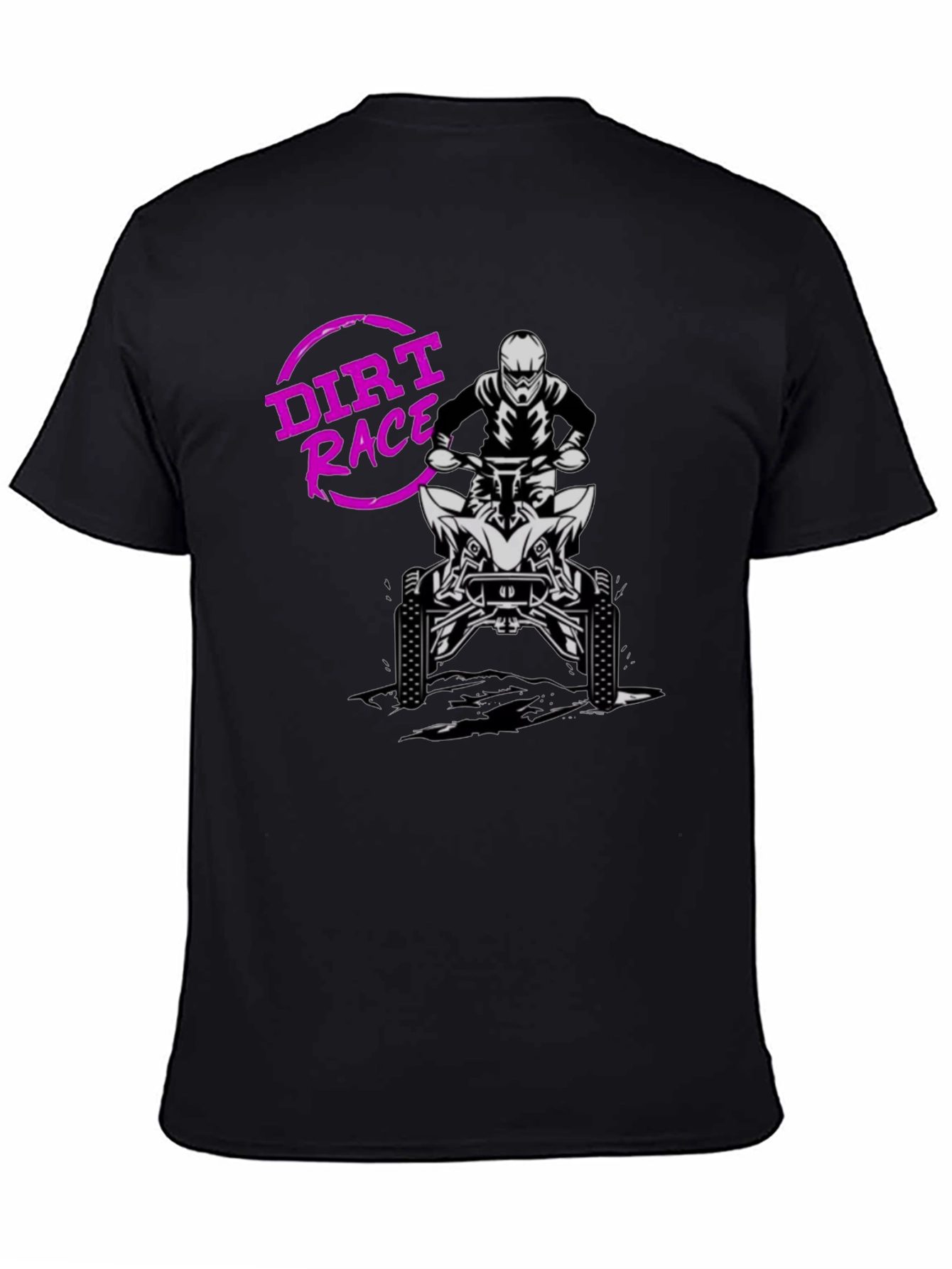 Black Dirt Race ATV Rider Graphic T-Shirt view 4