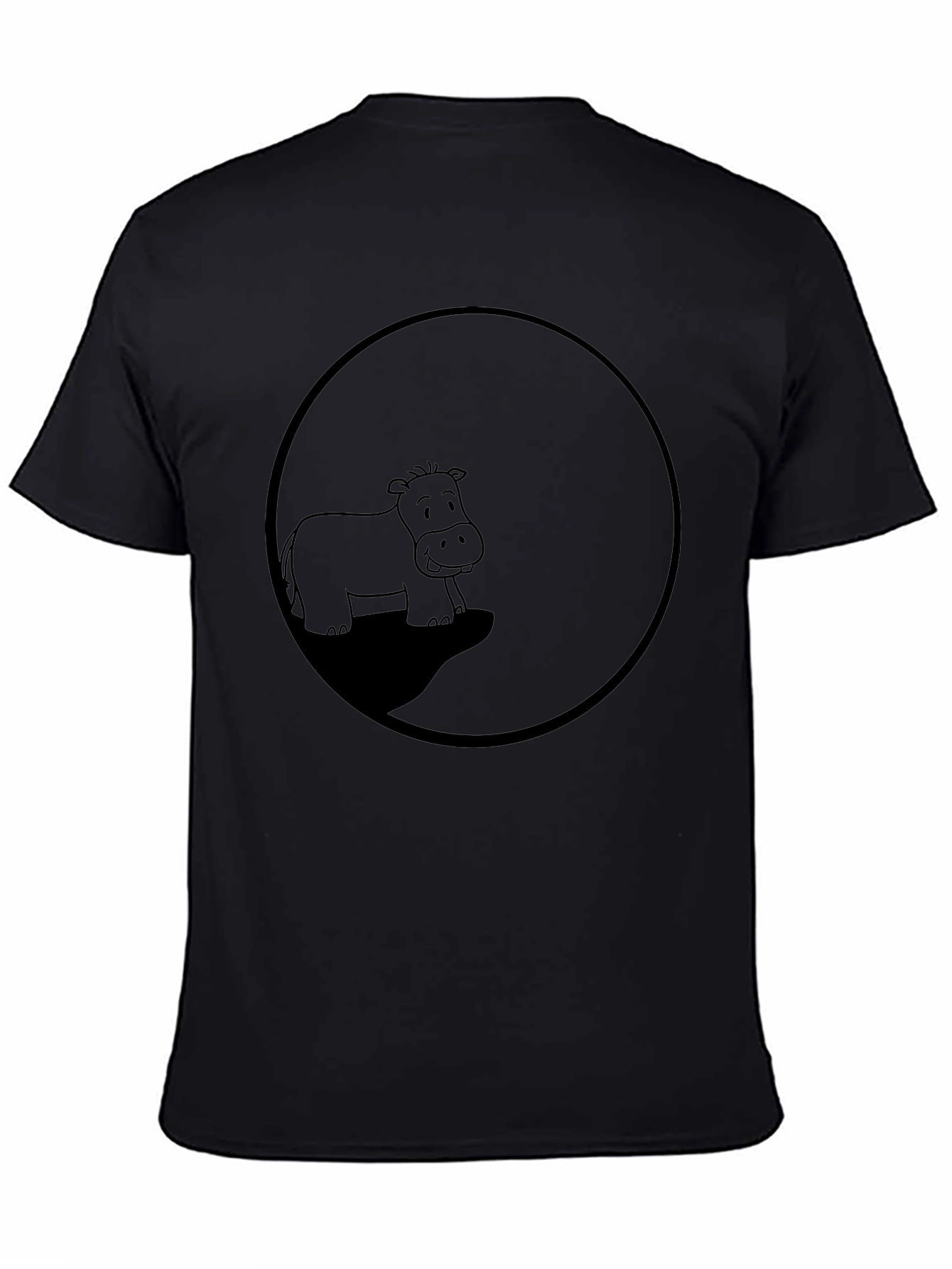Black Hippo Circle Graphic T-Shirt view 4
