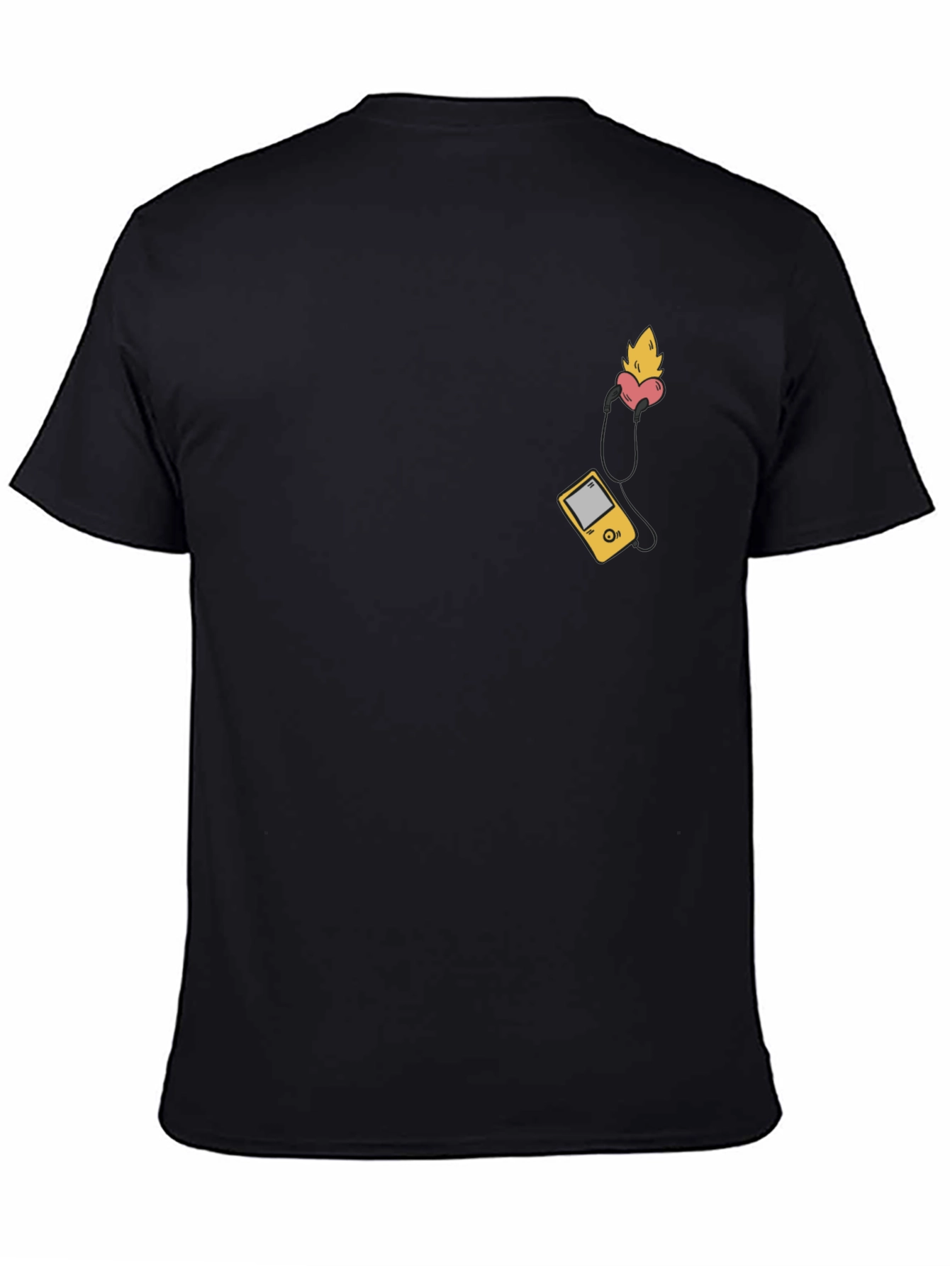 Black Retro Tunes Tee - Music Heart Shirt view 4