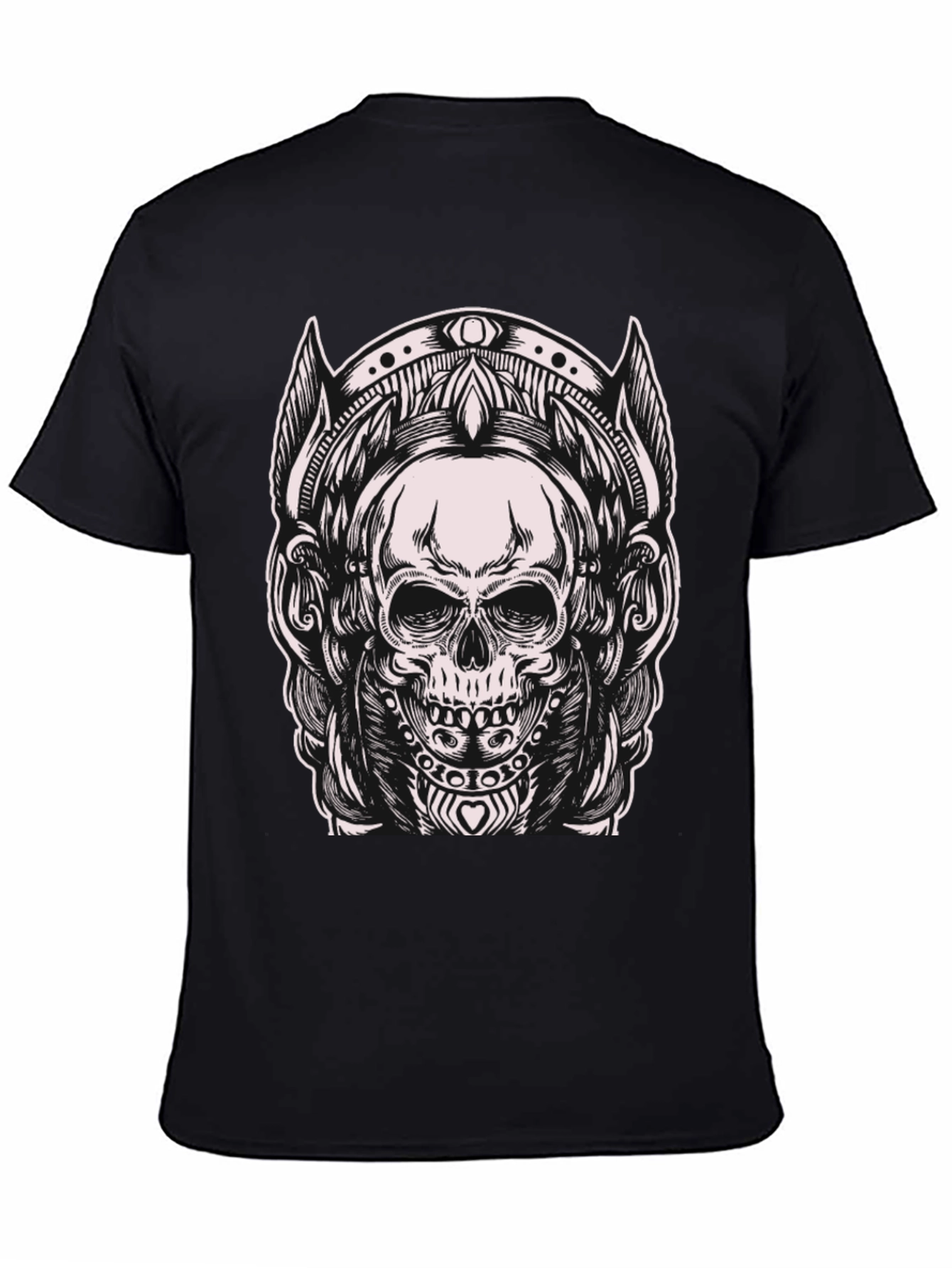 Black Skull Graphic Tee - Black Cotton Blend T-Shirt view 4
