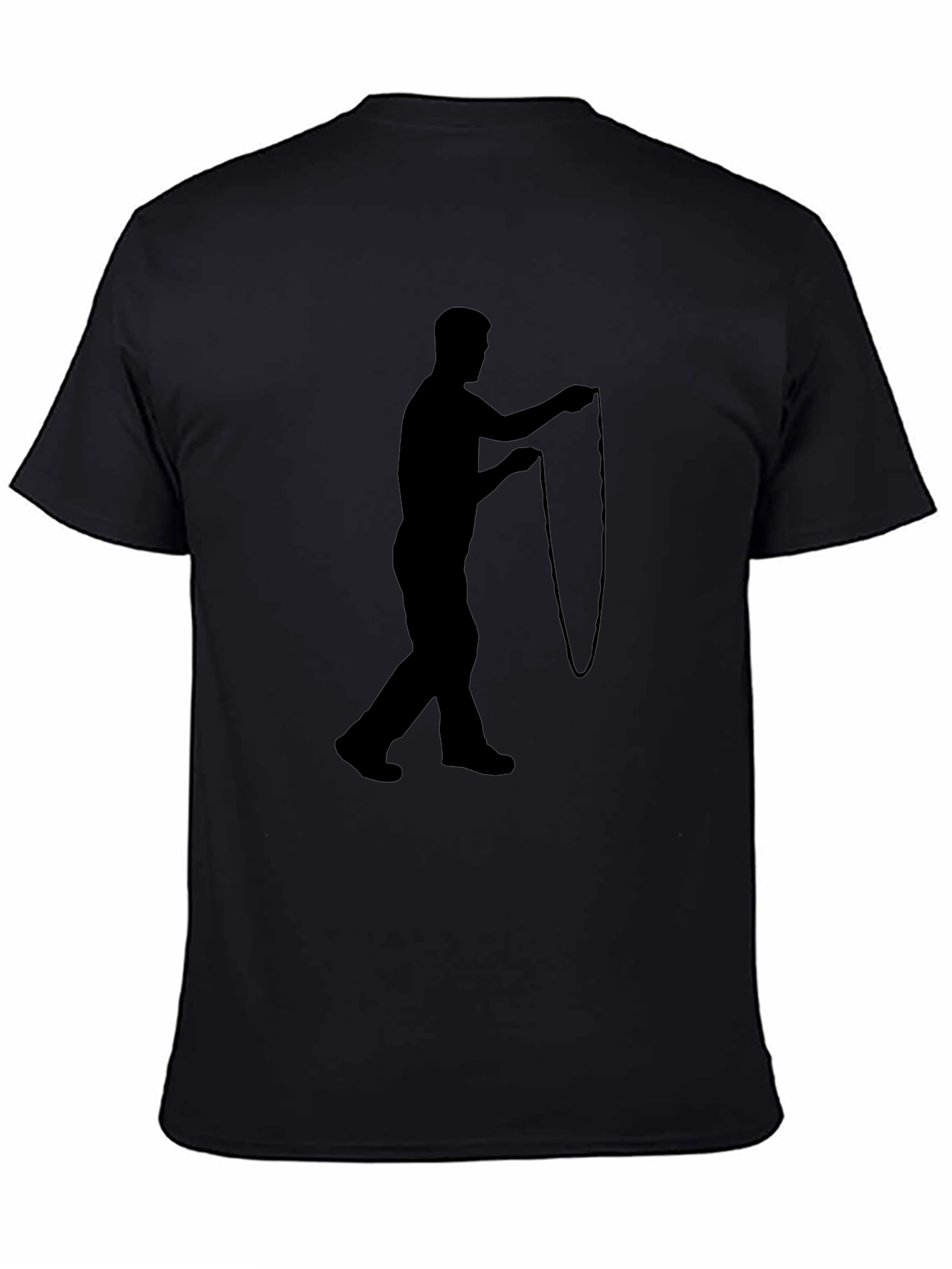 Black Man's Silhouette Fisherman Graphic Black T-Shirt view 4