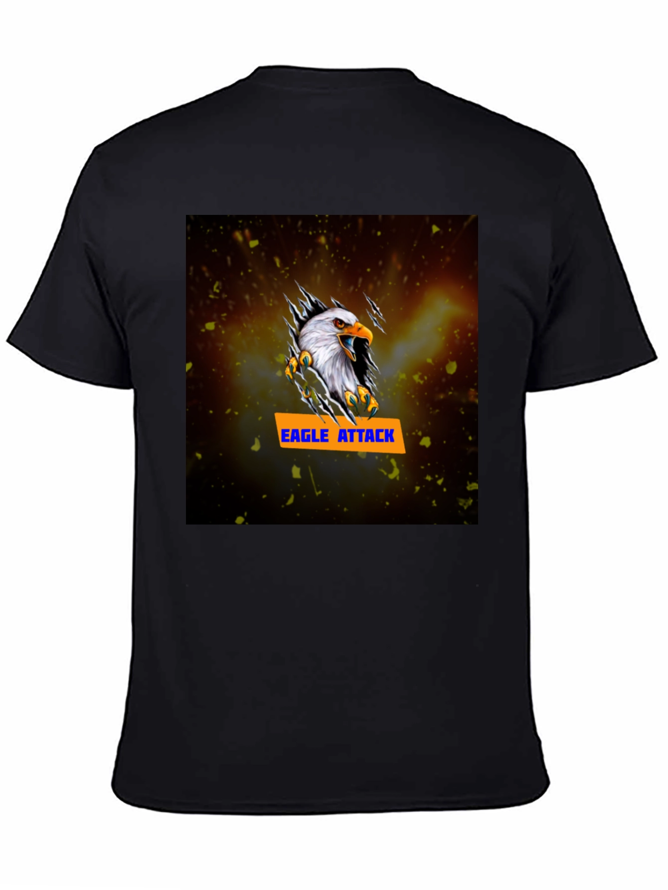 Black Eagle Attack Graphic Tee - Black Cotton Blend view 4