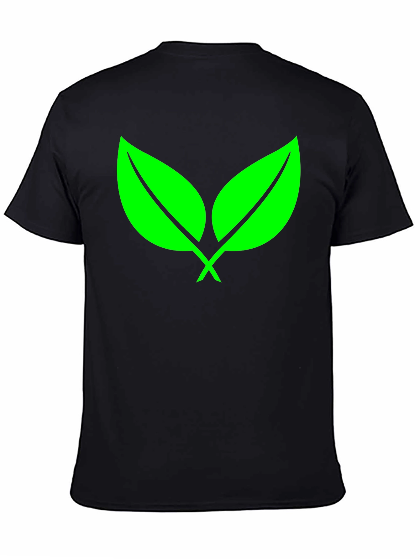 Black Eco-Friendly Green Leaf Black T-Shirt view 4