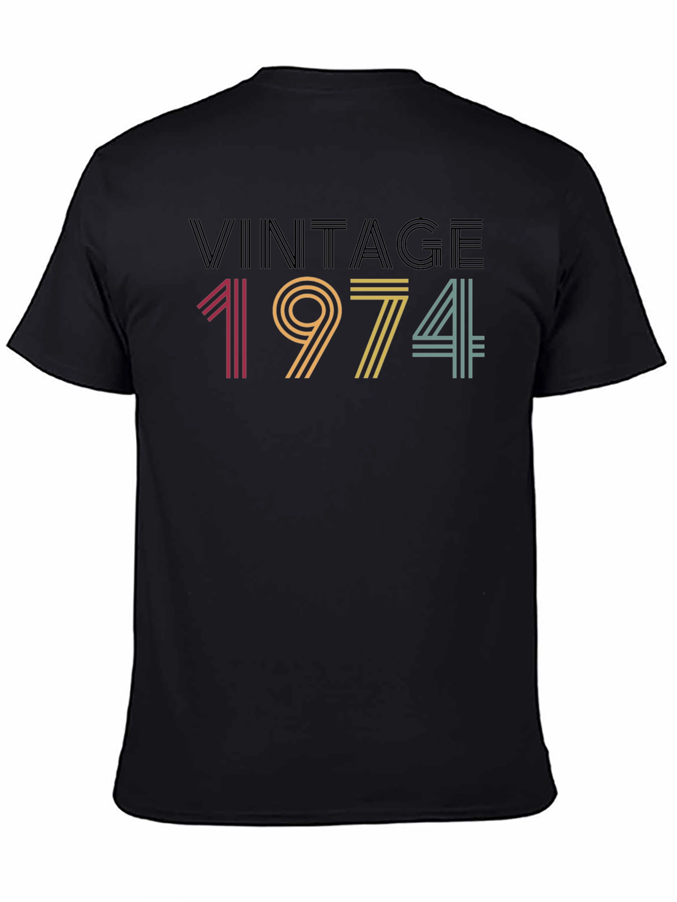 Black Vintage 1974 Graphic Tee - Retro Style view 4
