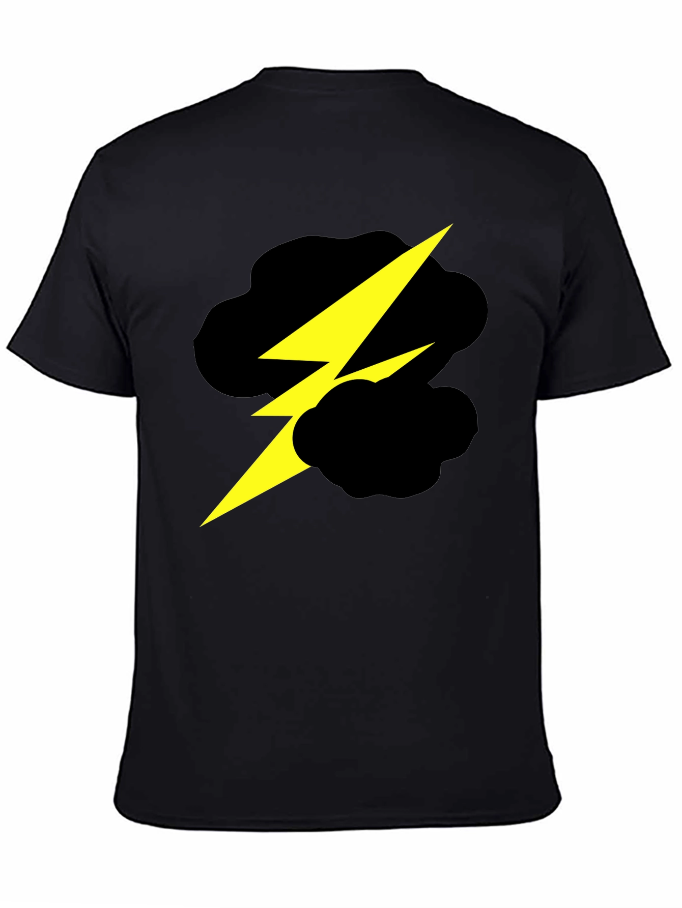 Black Lightning Bolt Cloud Graphic Black T-Shirt view 4