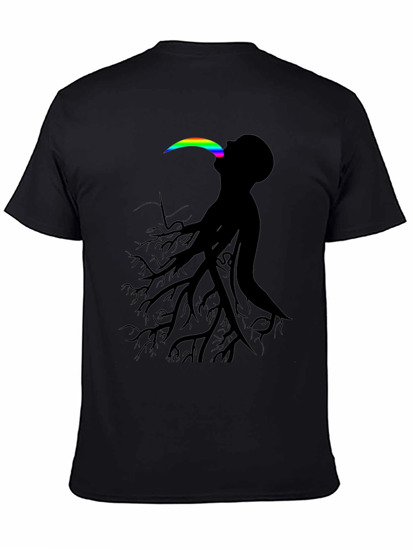 Black Abstract Tree Man Graphic Tee - Black view 4