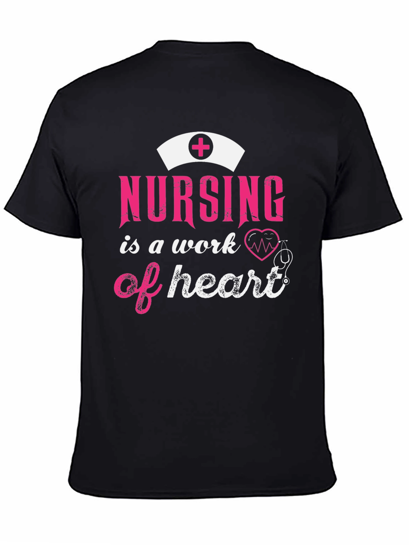 Black Nursing is a Work of Heart Graphic Tee view 4