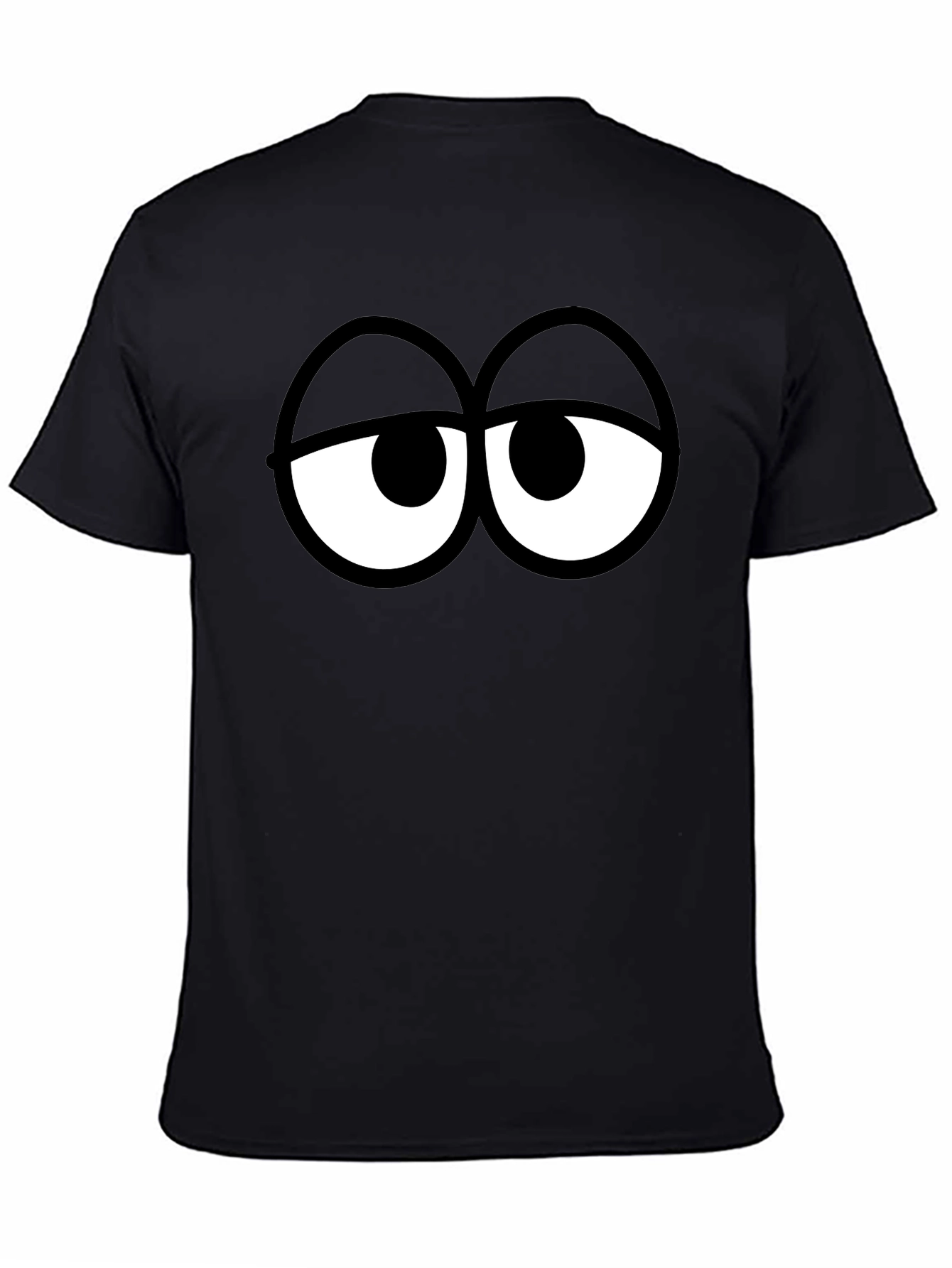 Black Funny Cartoon Eyes Black T-Shirt view 4