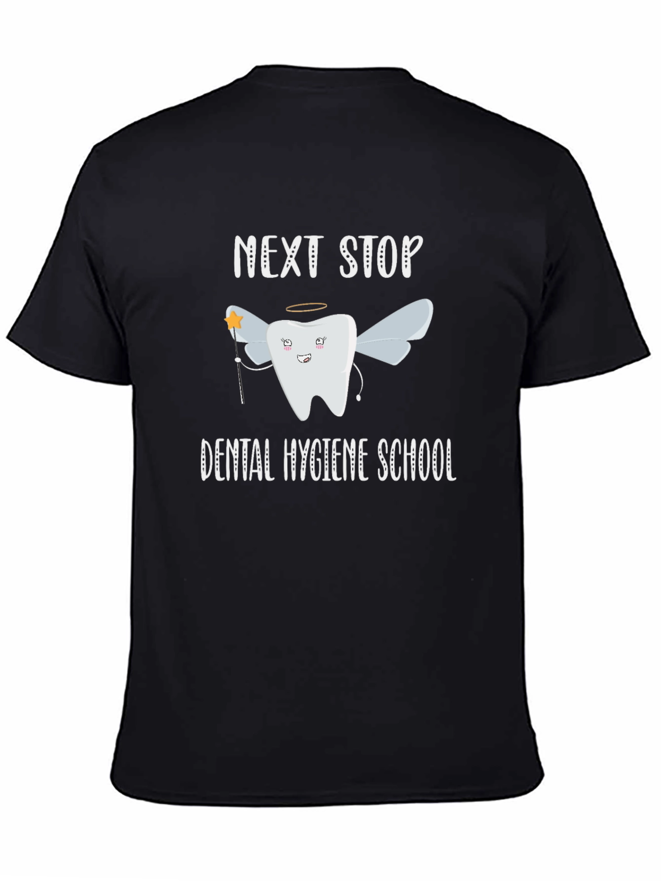 Black Dental Hygiene School T-Shirt - Tooth Fairy Design view 4