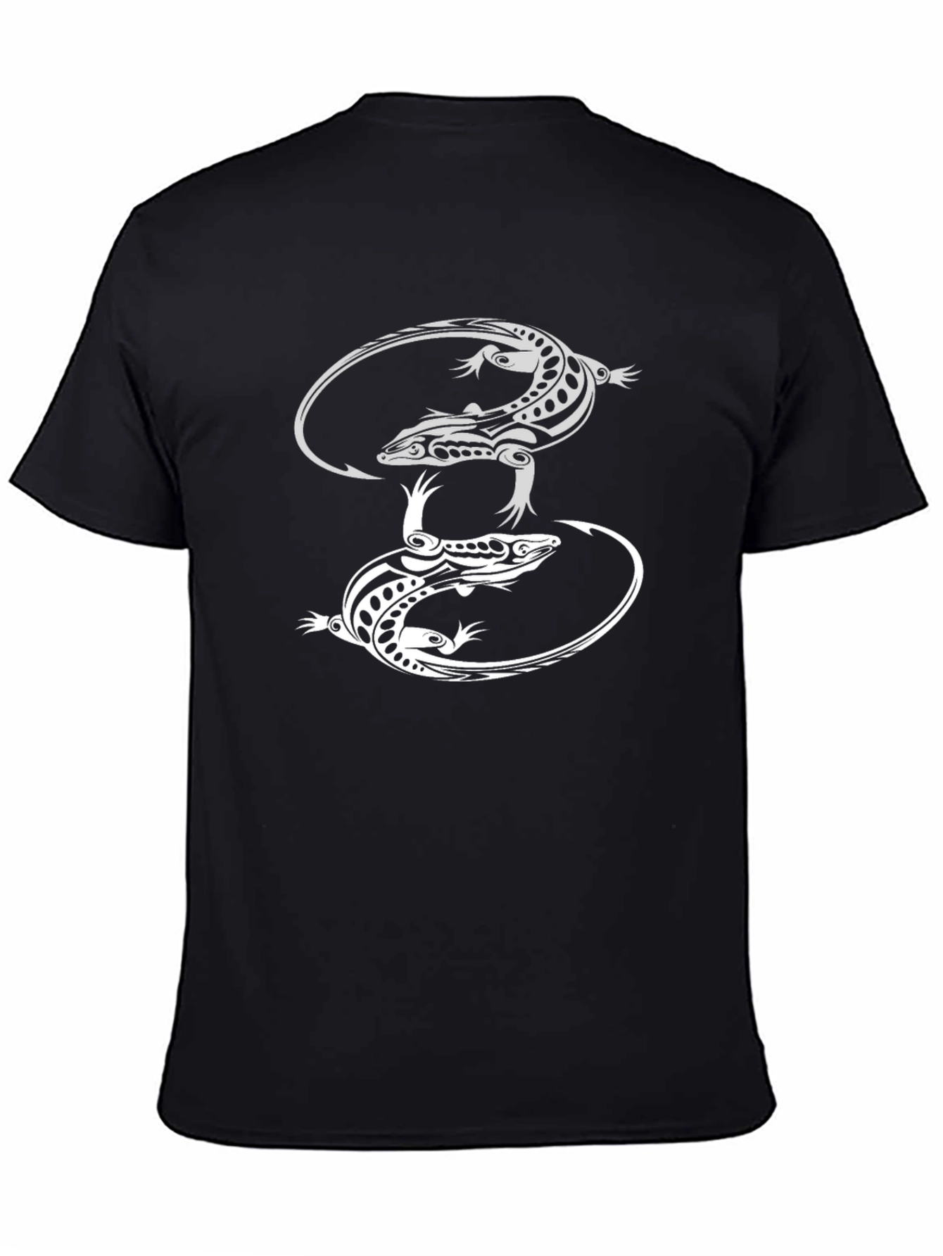 Black Black T-Shirt with Lizard Design view 4