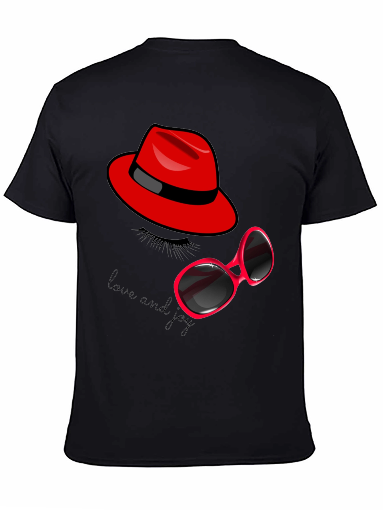 Black Red Hat & Sunglasses Graphic Tee view 4