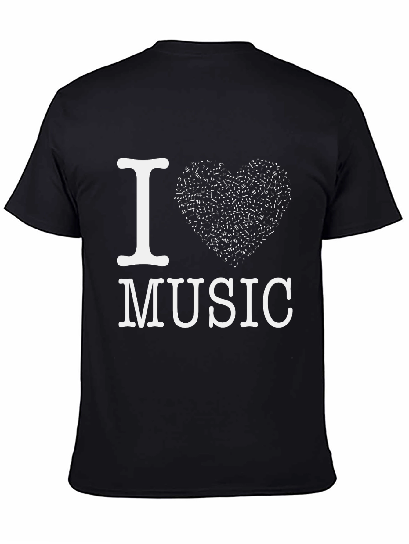 Black I Heart Music Graphic Tee - Black Cotton Blend view 4