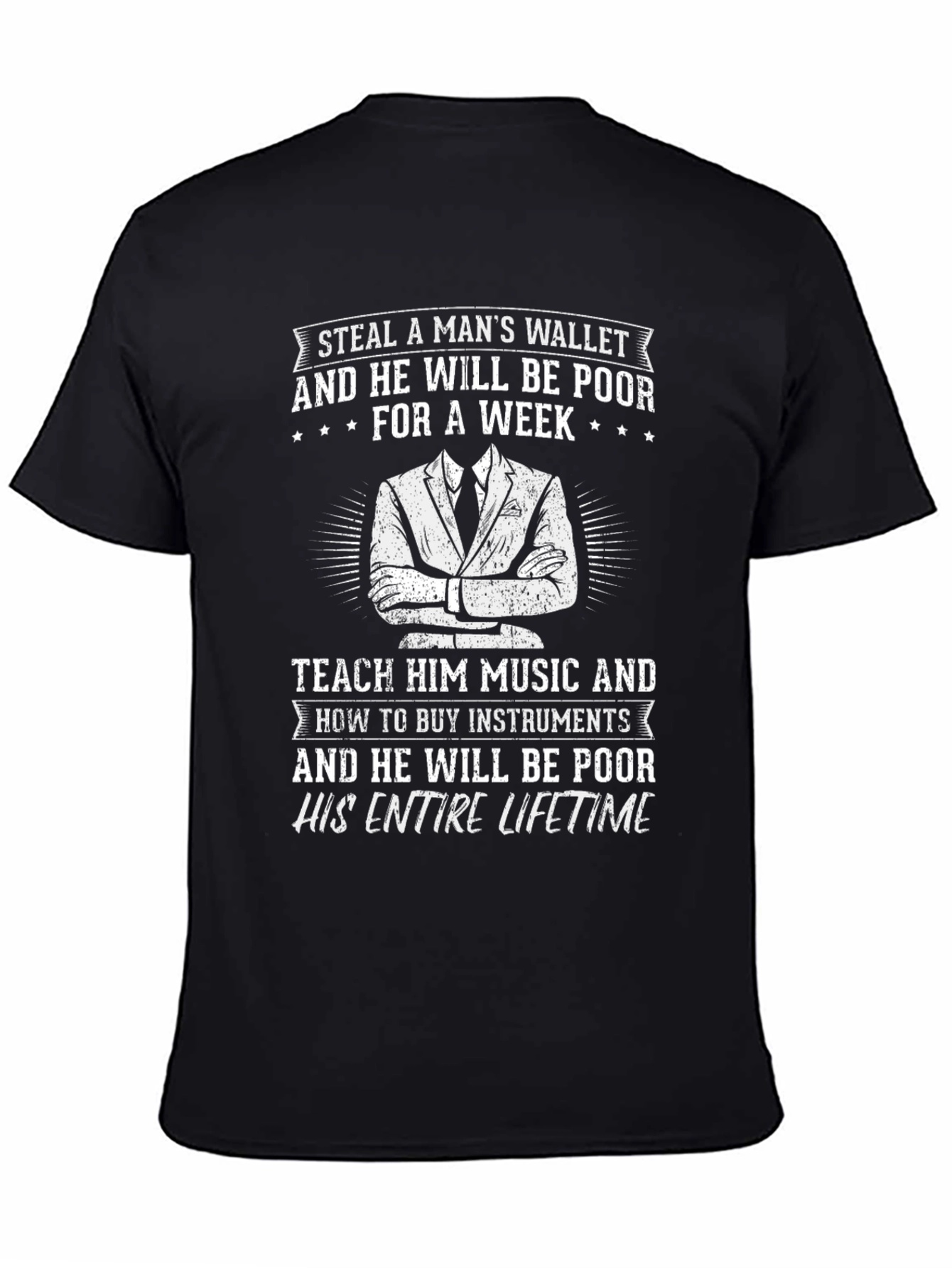 Black Steal Wallet T-Shirt: Music Lover's Humor view 4