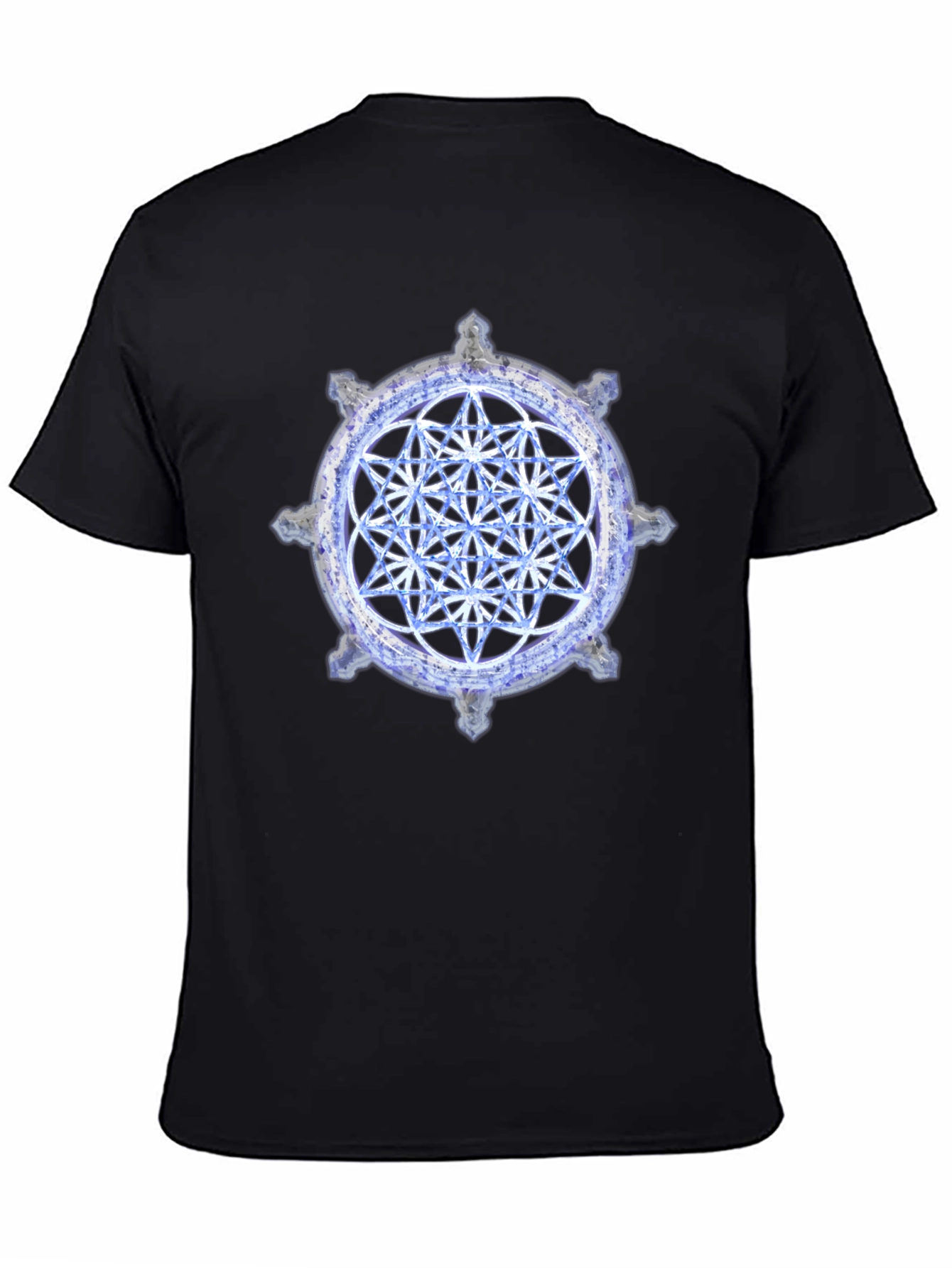Black Geometric Pattern Black T-Shirt view 4