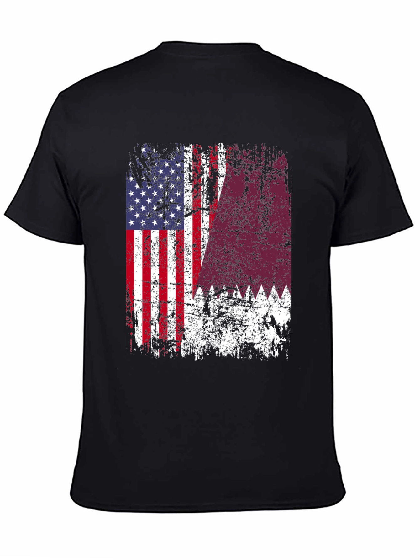 USA Qatar Flag Distressed T-Shirt - 4