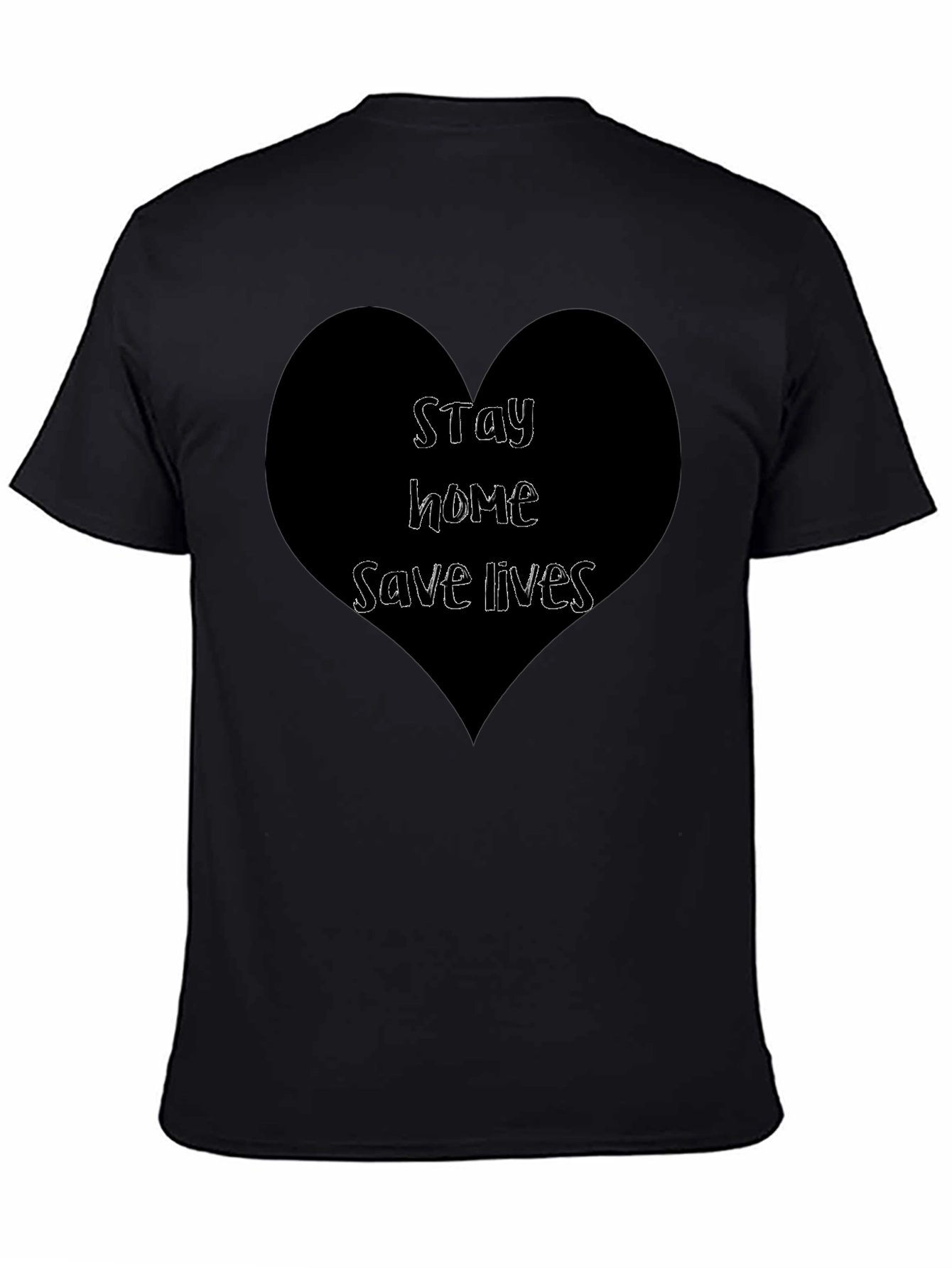 Black Stay Home Save Lives Black Graphic T-Shirt view 4