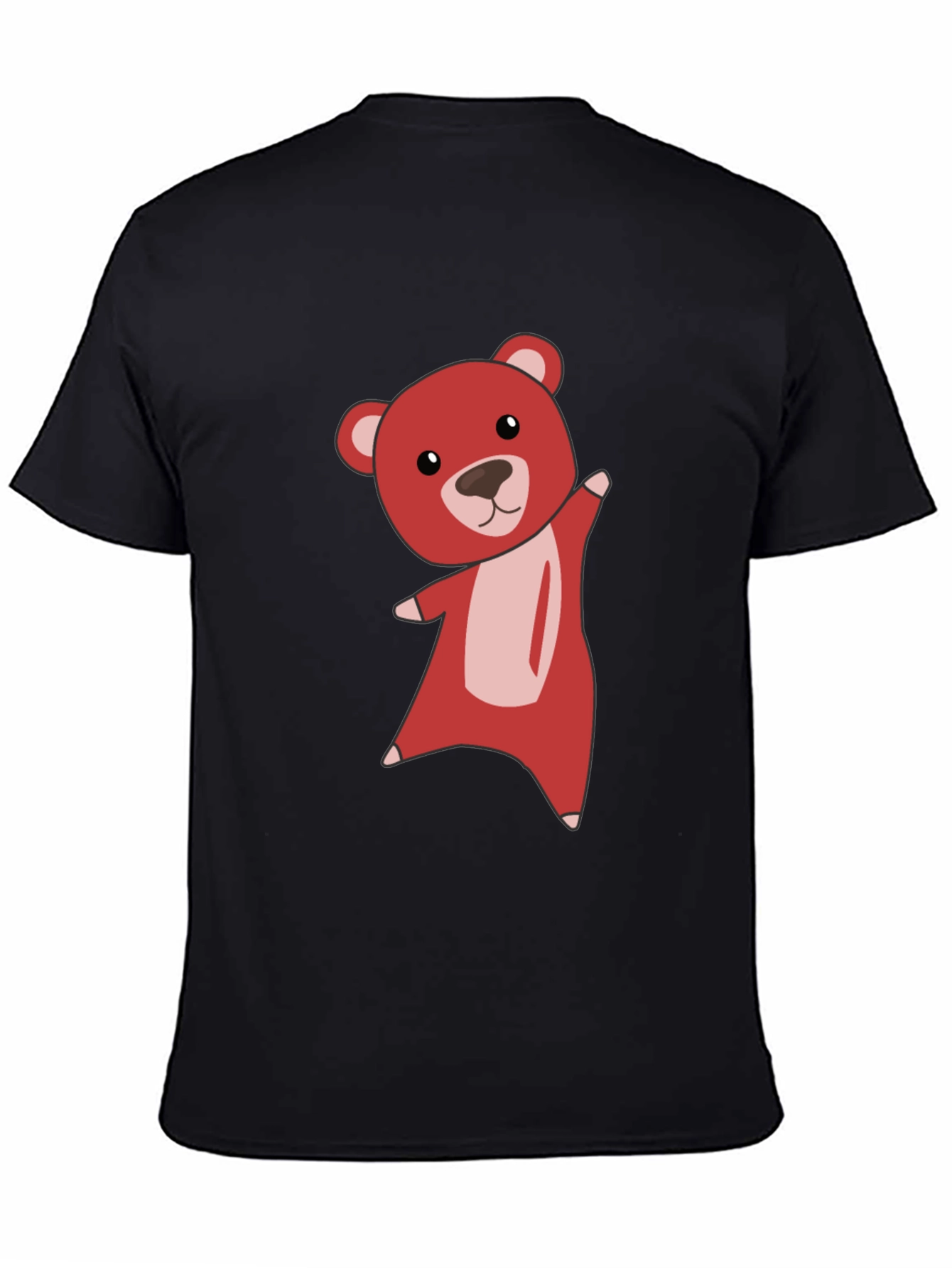 Black Cute Bear Graphic Tee - Soft Black T-Shirt view 4