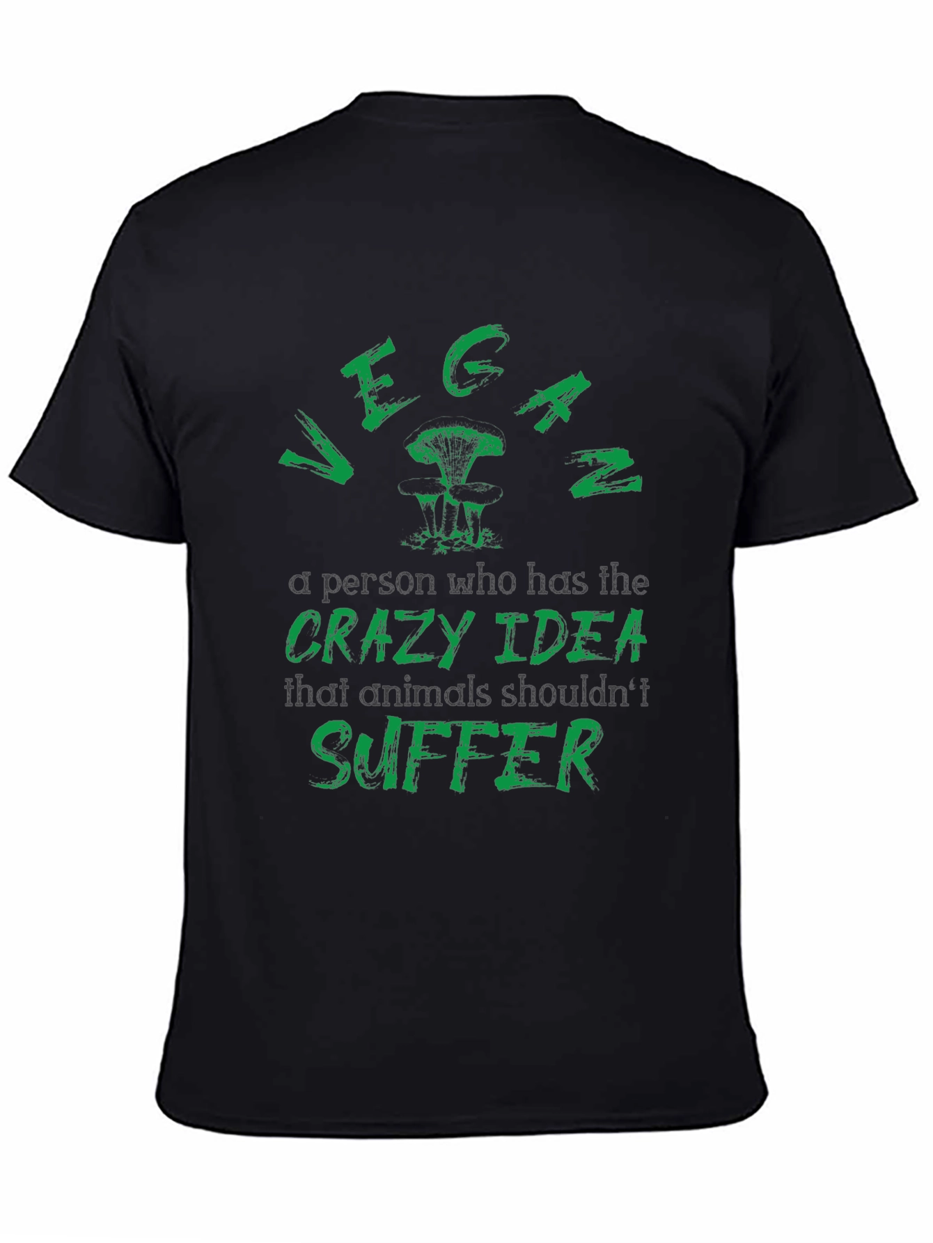 Black Vegan T-Shirt: Animals Shouldn't Suffer view 4