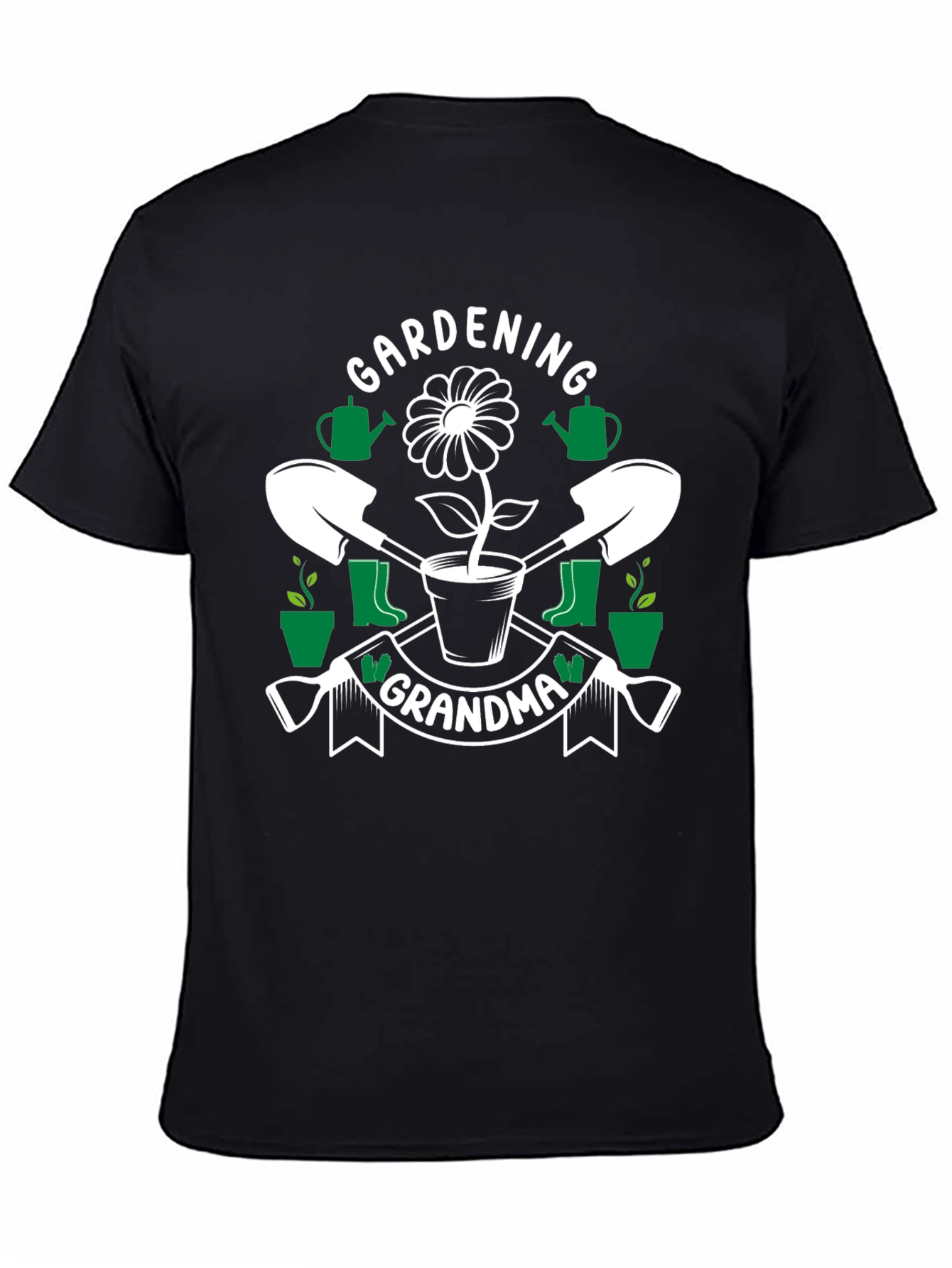 Black Gardening Grandma T-Shirt - Floral Design view 4