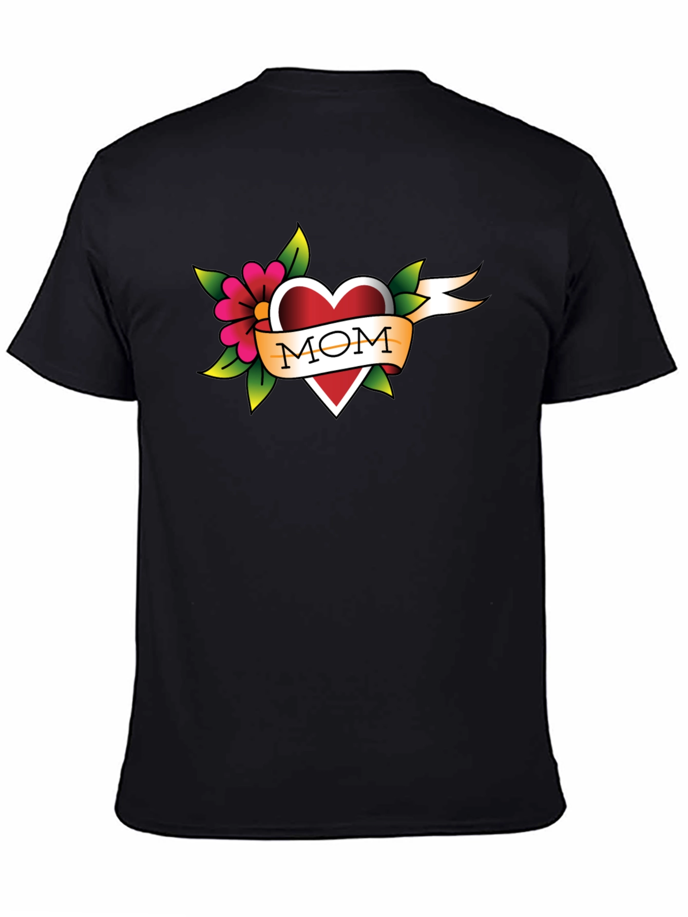 Black Mom Tattoo Style Heart T-Shirt view 4