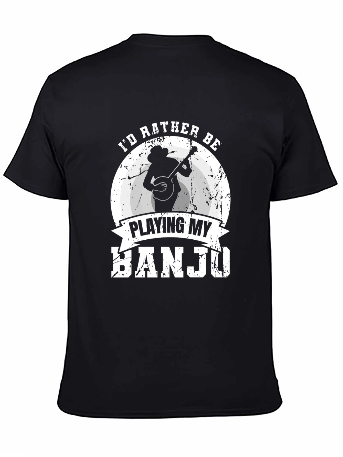 Black I'd Rather Be Playing My Banjo T-Shirt view 4