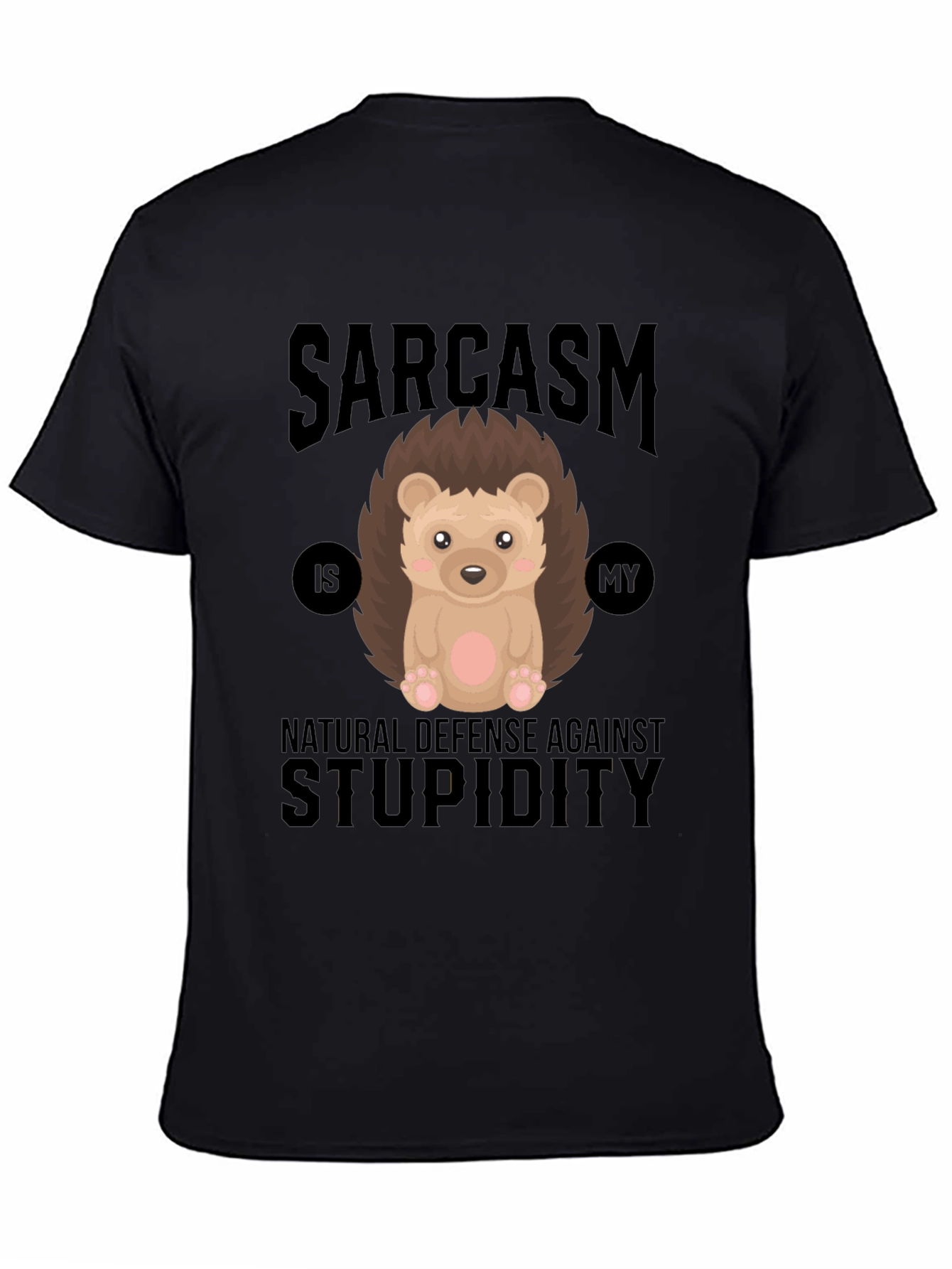 Black Sarcasm Hedgehog T-Shirt - Natural Defense view 4