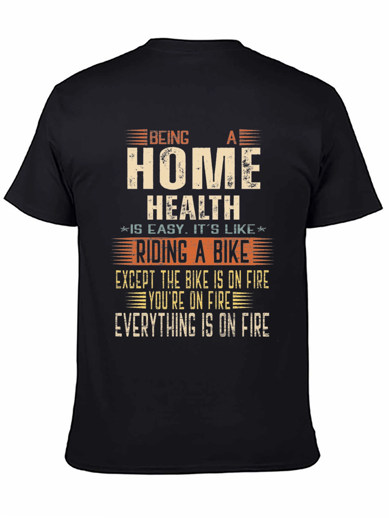 Black Home Health Riding a Bike T-Shirt view 4