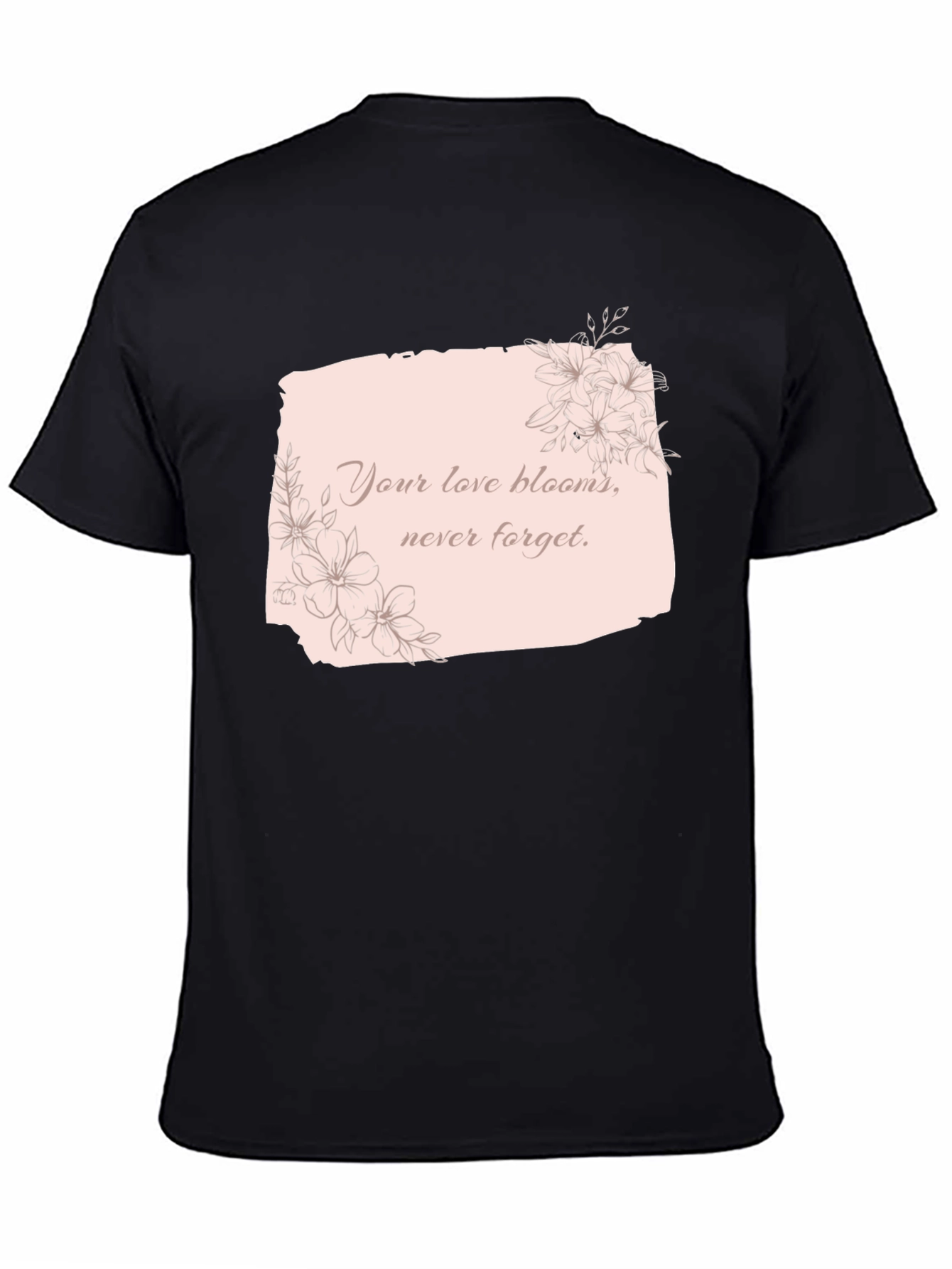 Black Floral Love Blooms T-Shirt view 4