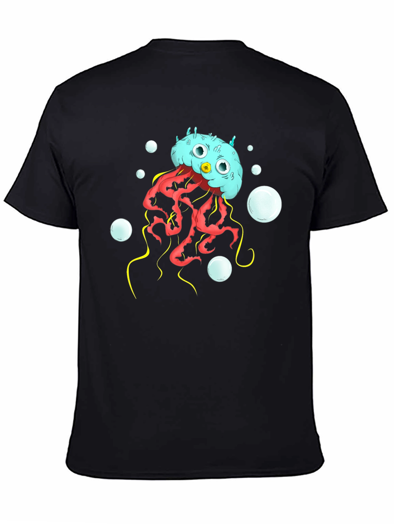Black Cartoon Jellyfish Graphic T-Shirt view 4