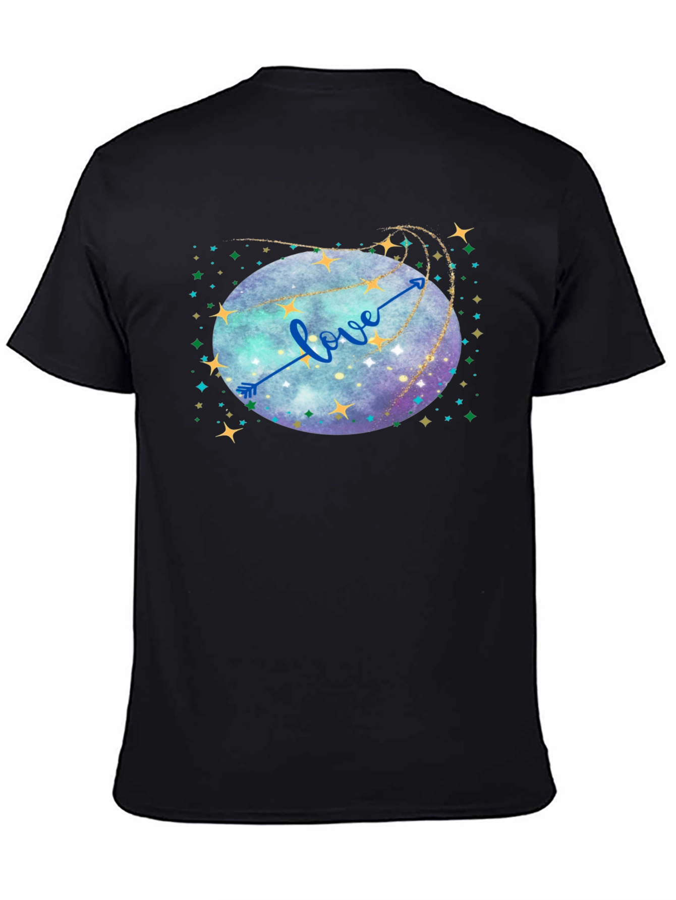 Black Love Arrow Galaxy T-Shirt view 4