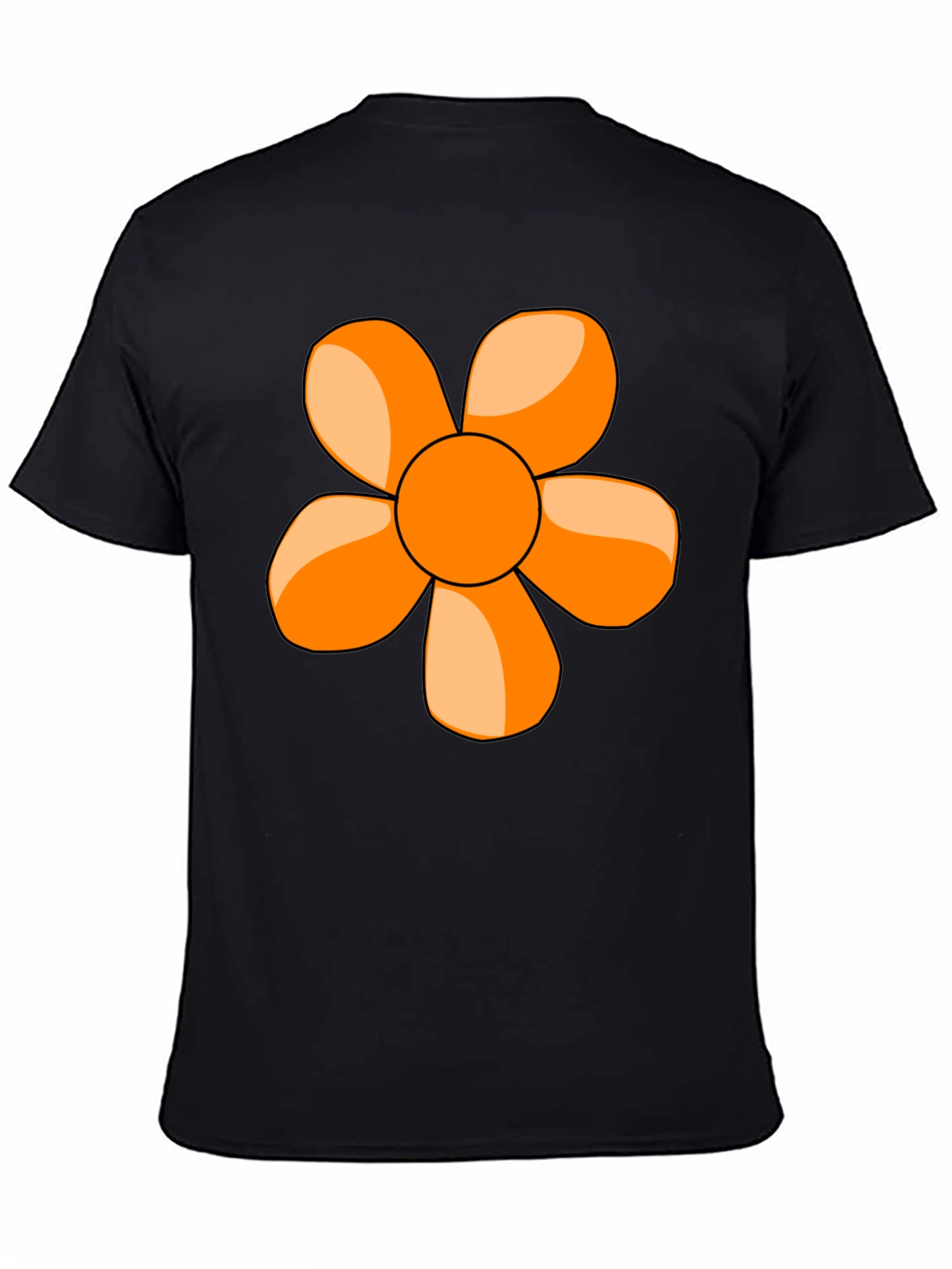 Black Retro Flower Graphic Tee - Black Cotton Blend T-Shirt view 4