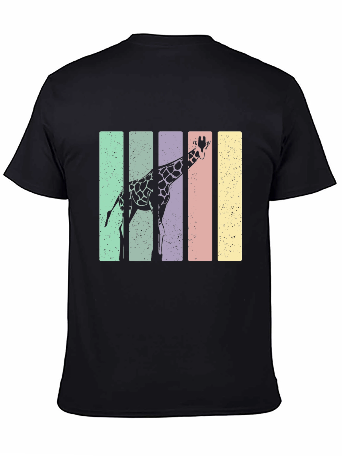 Black Giraffe Retro Stripes Graphic Tee view 4