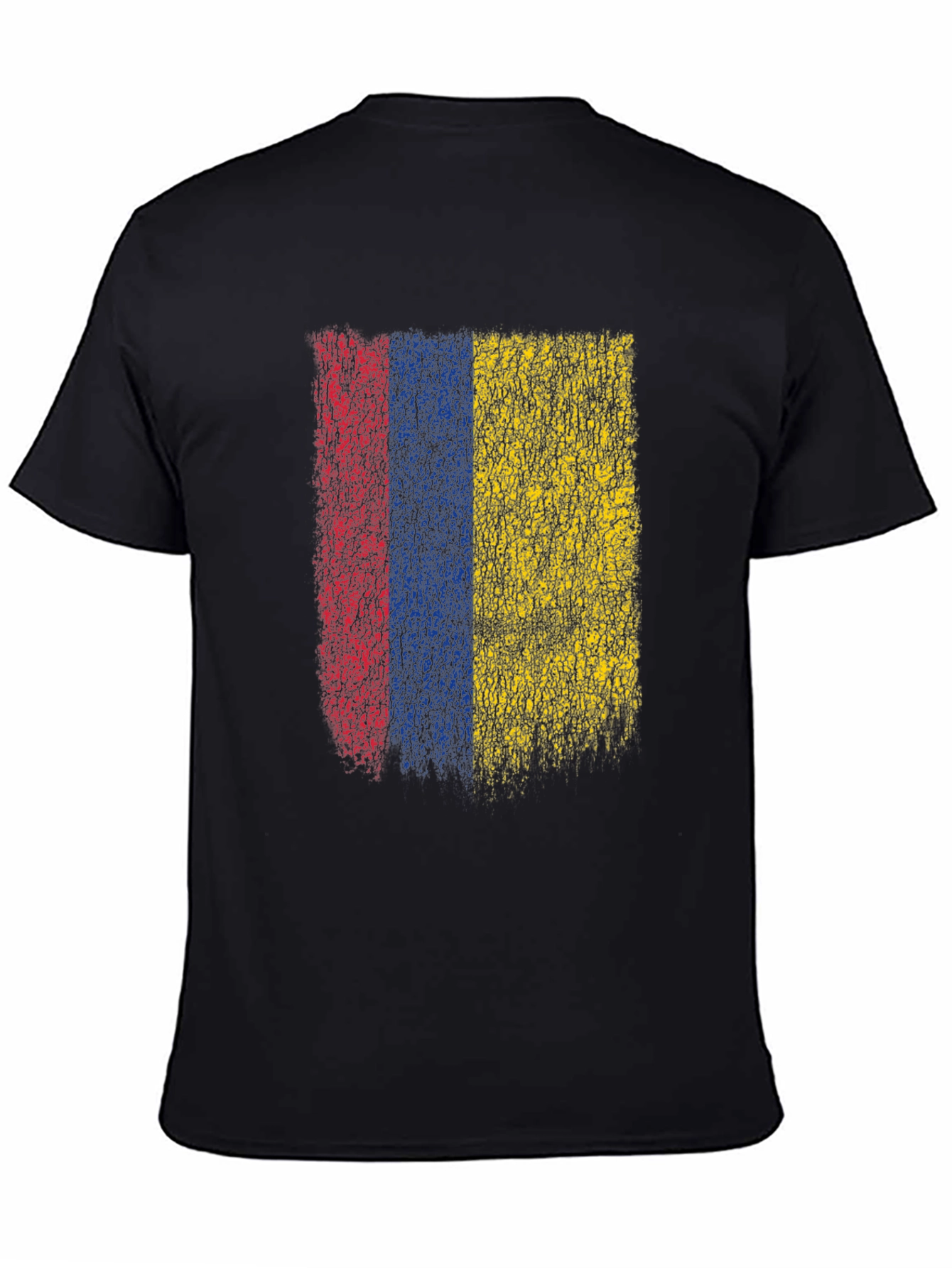 Black Colombia Flag Grunge Graphic T-Shirt - Black Cotton Tee view 4