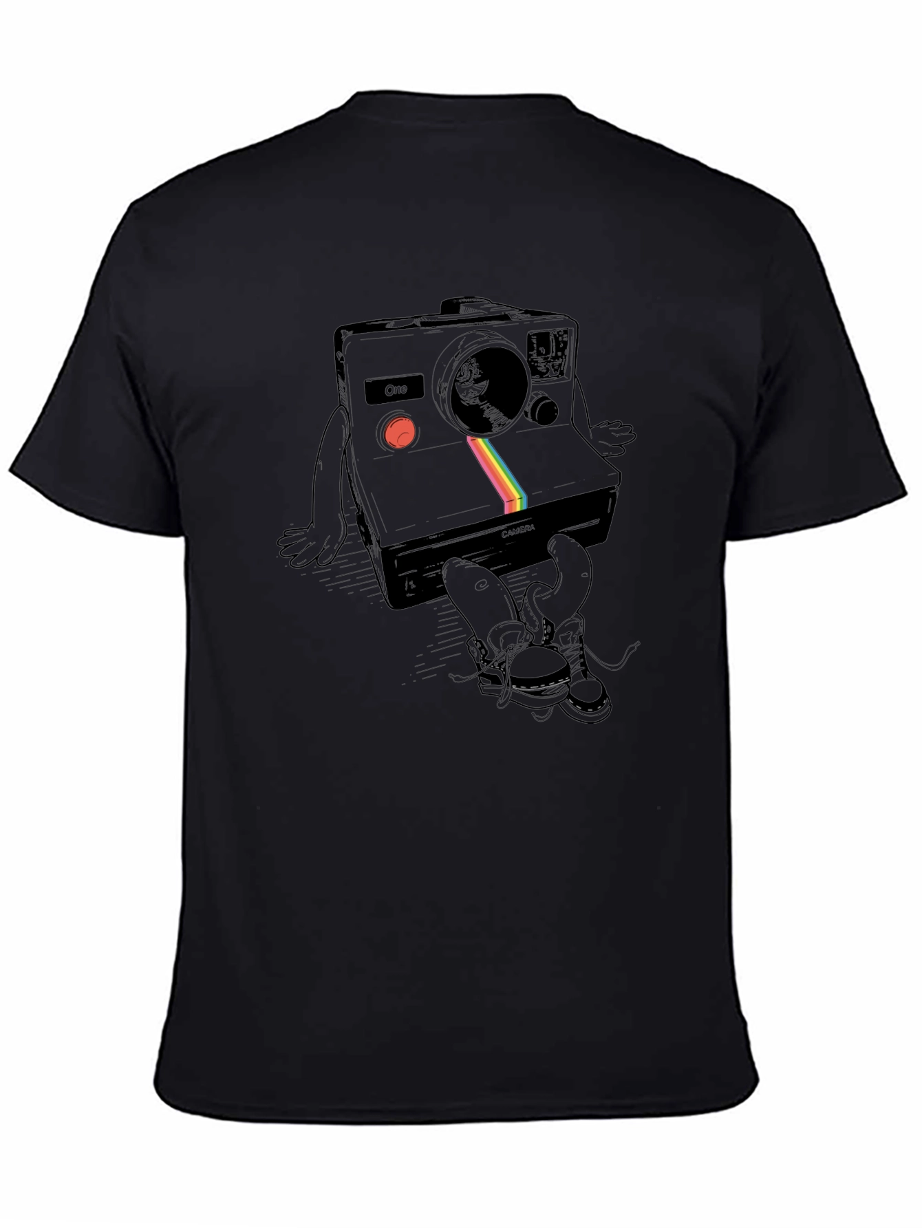 Black Retro Camera Graphic Tee - Unisex Black T-Shirt view 4