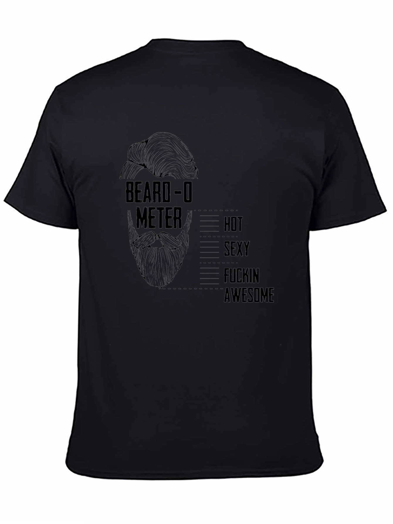 Black Beard-O-Meter Graphic Tee - Funny Mens T-Shirt view 4