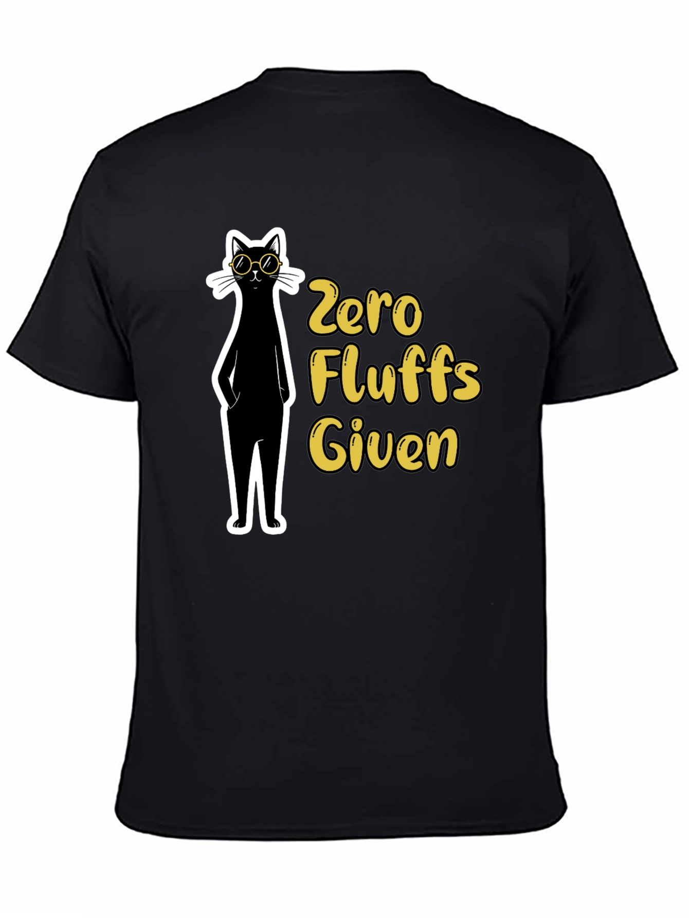 Black Zero Fluffs Given Black Cat T-Shirt view 4