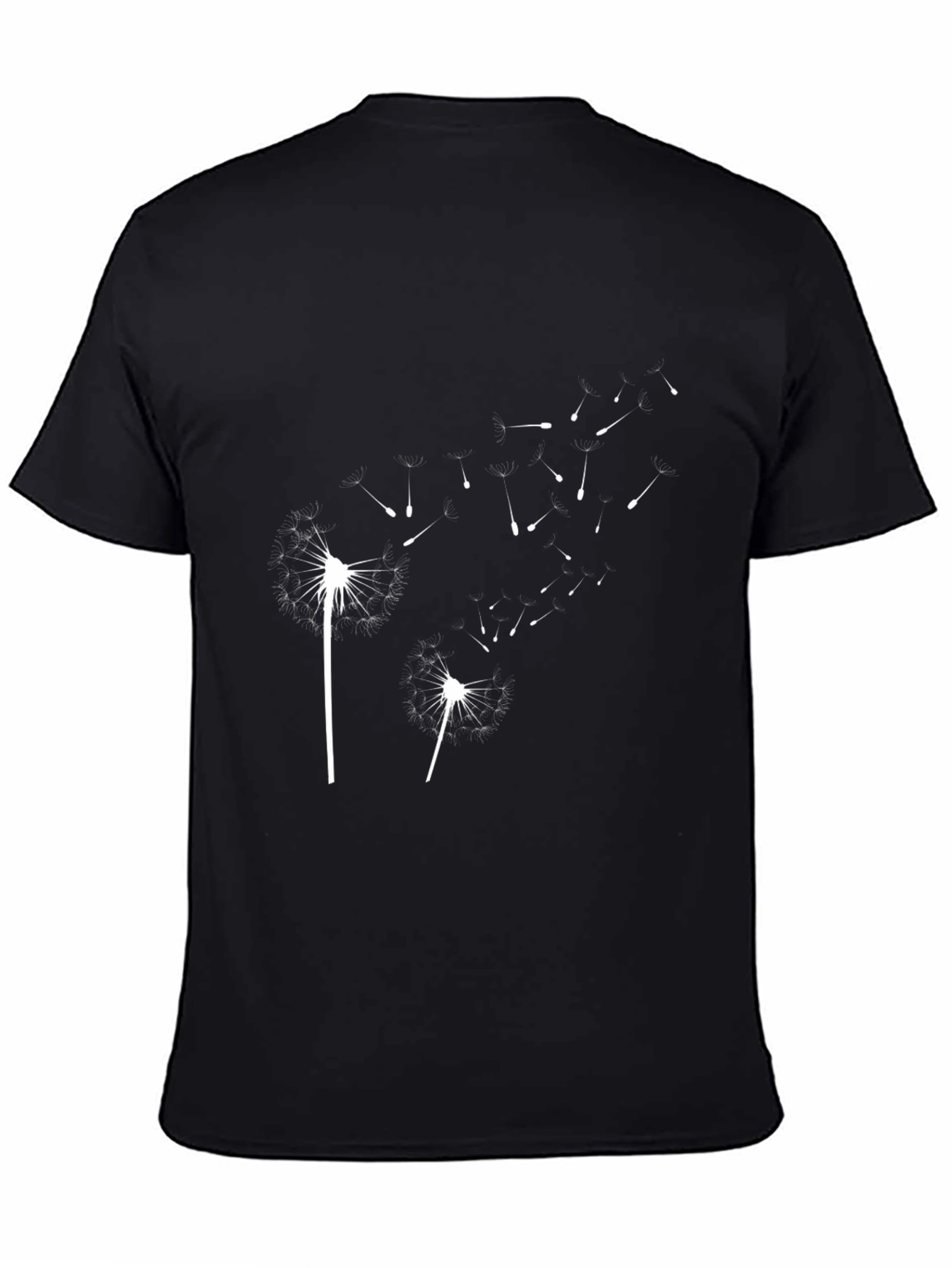 Black Dandelion Print Black T-Shirt view 4