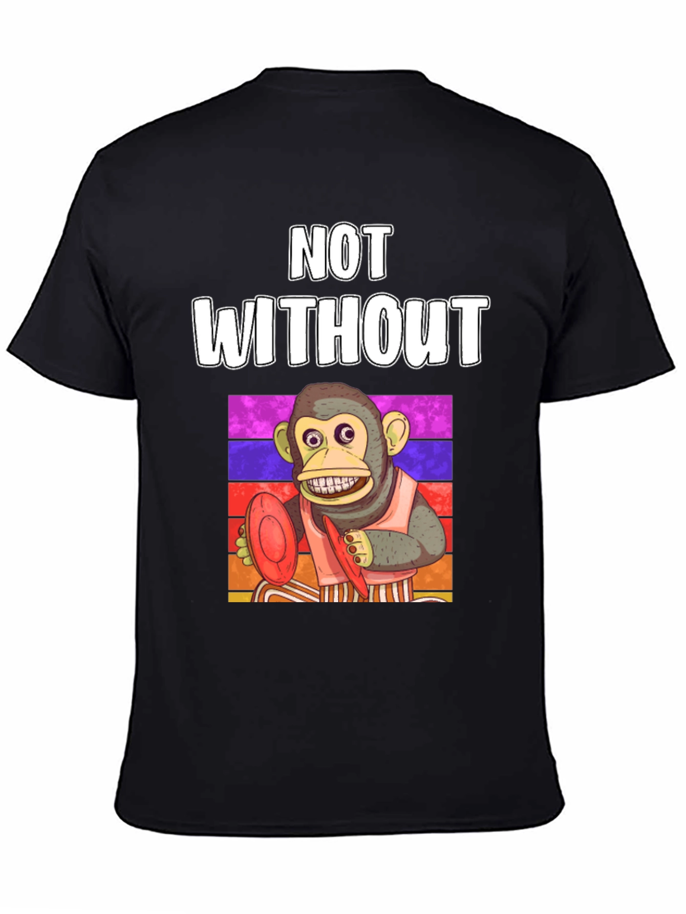 Black Funny Monkey T-Shirt - Not Without My Cymbals! view 4