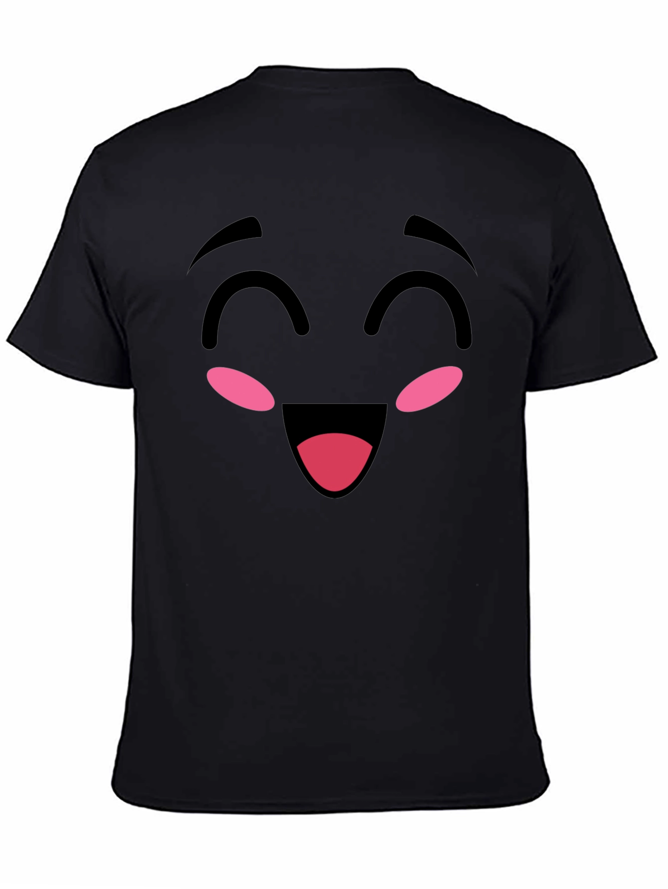 Black Happy Face Graphic Tee - Soft Cotton Blend view 4