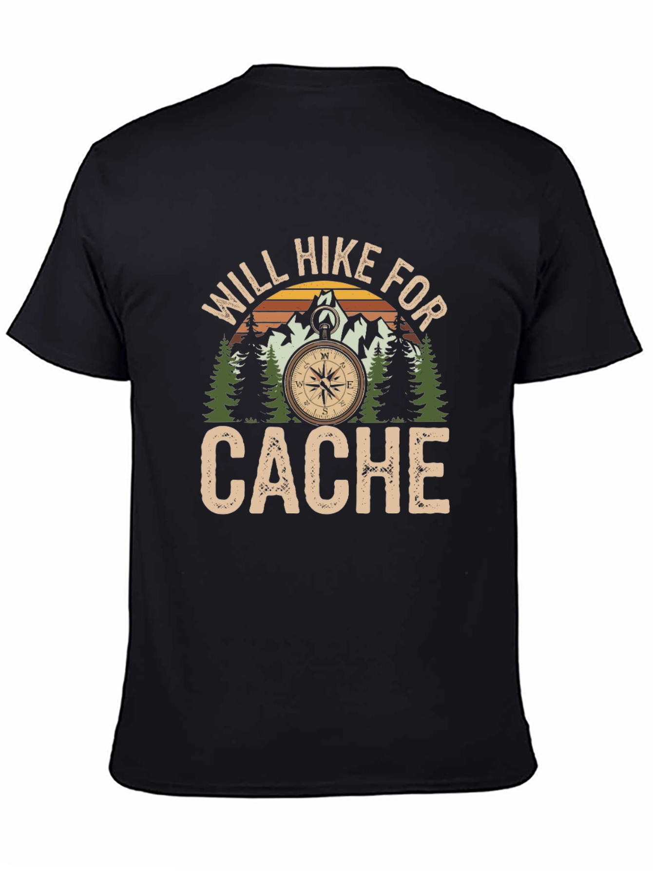 Black Will Hike For Cache Black T-Shirt view 4
