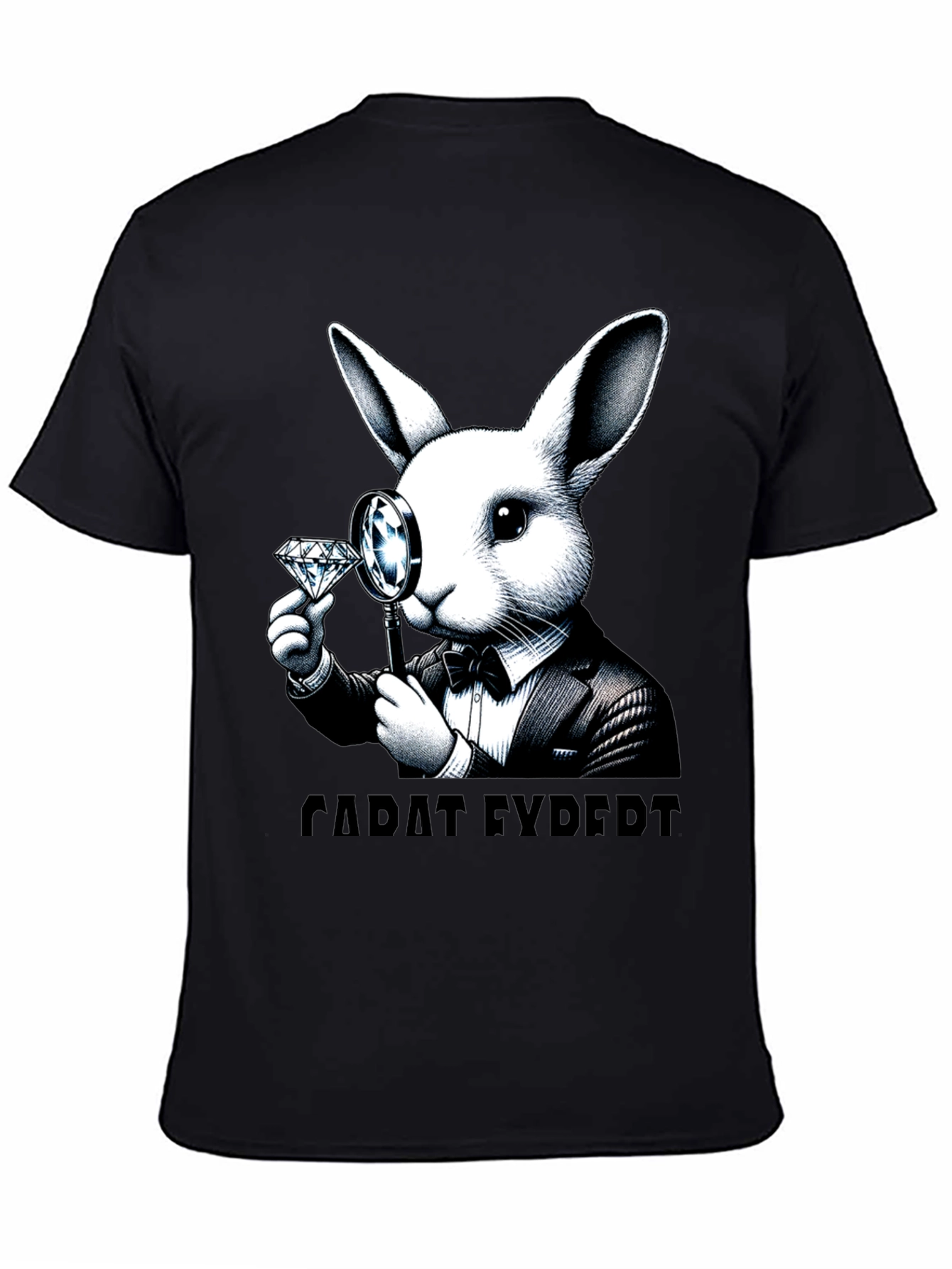 Black Carat Expert Rabbit Graphic T-Shirt view 4