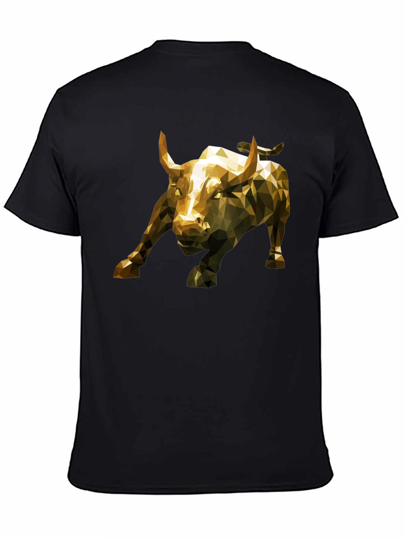 Black Geometric Bull Graphic Tee - Black Short Sleeve T-Shirt view 4