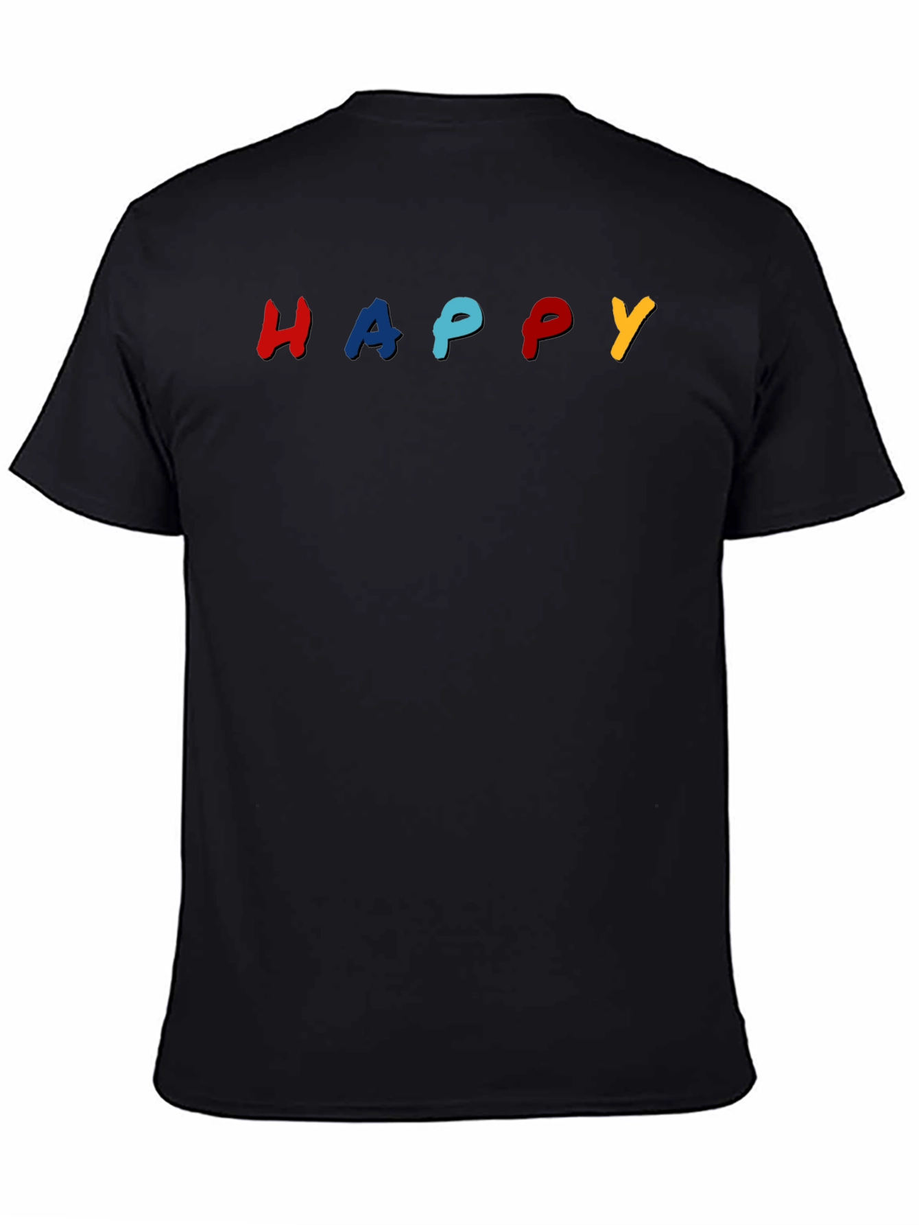 Black Happy Colorful Graphic Black Tee Shirt view 4