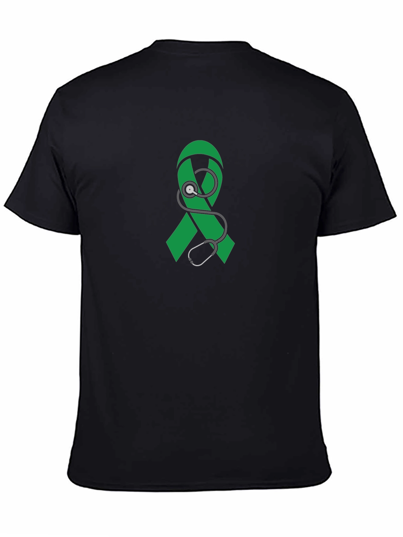 Black Awareness Ribbon Stethoscope Graphic Tee view 4