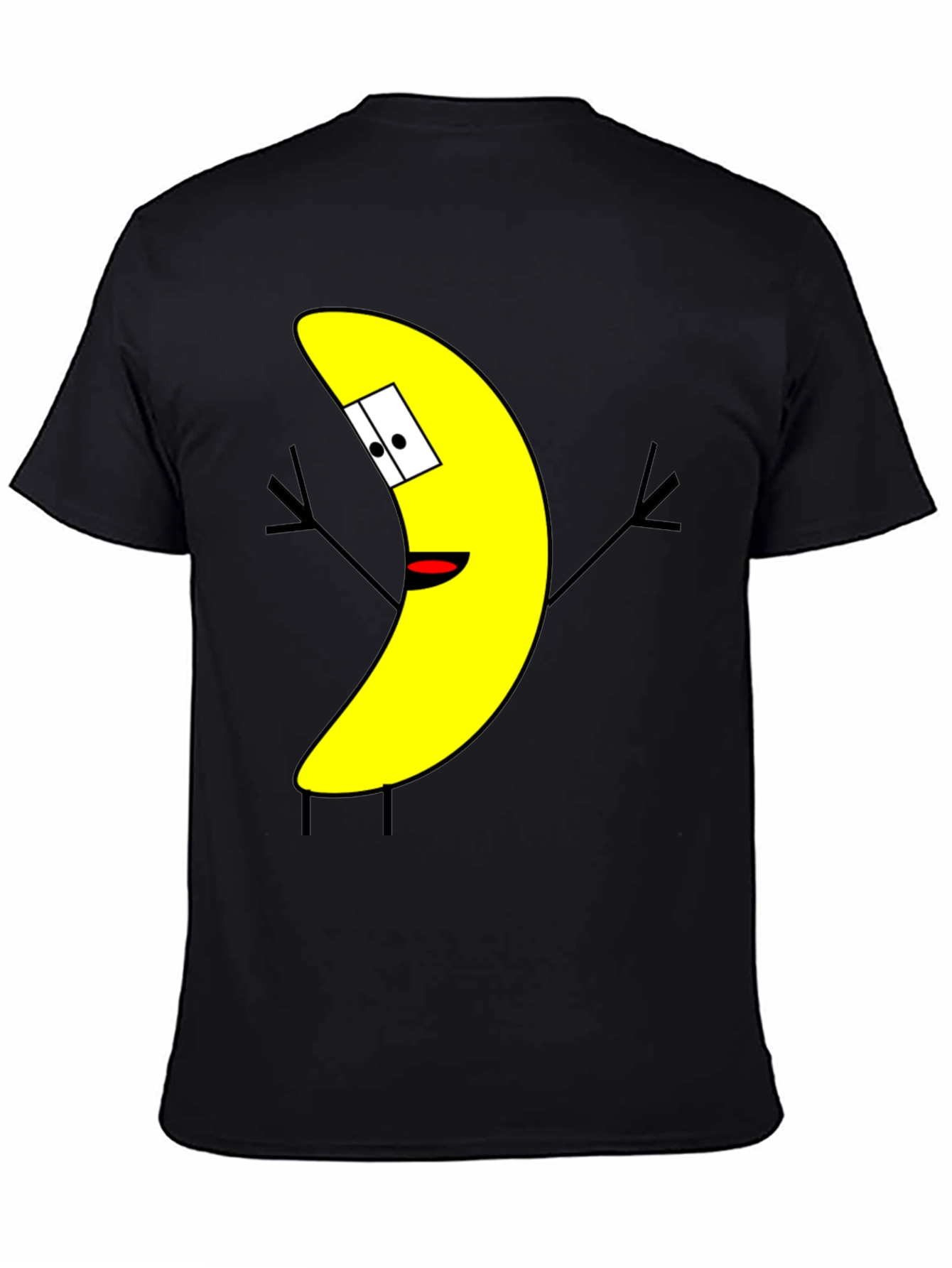 Black Banana Cartoon Character Black T-Shirt view 4
