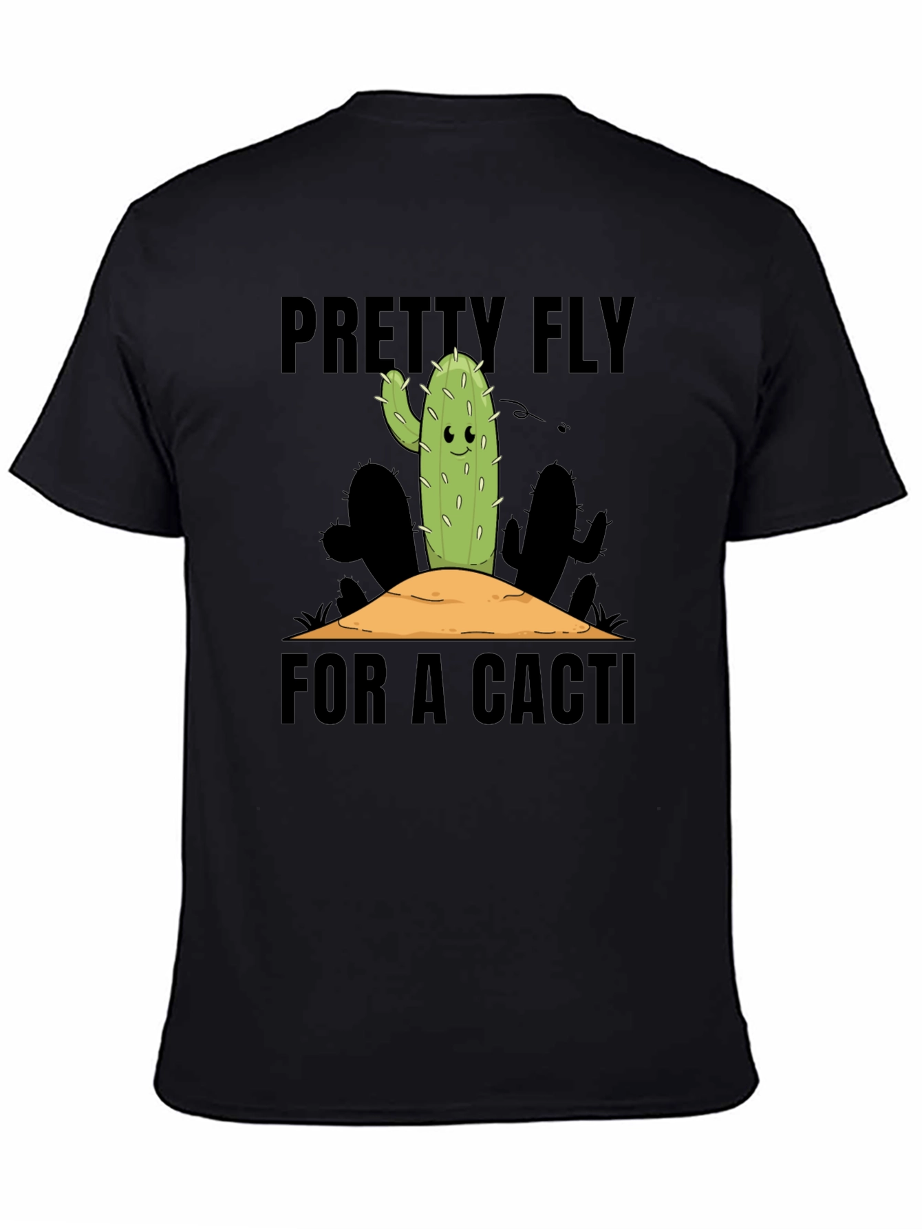 Black Pretty Fly Cactus Graphic Tee - Black Cotton Shirt view 4