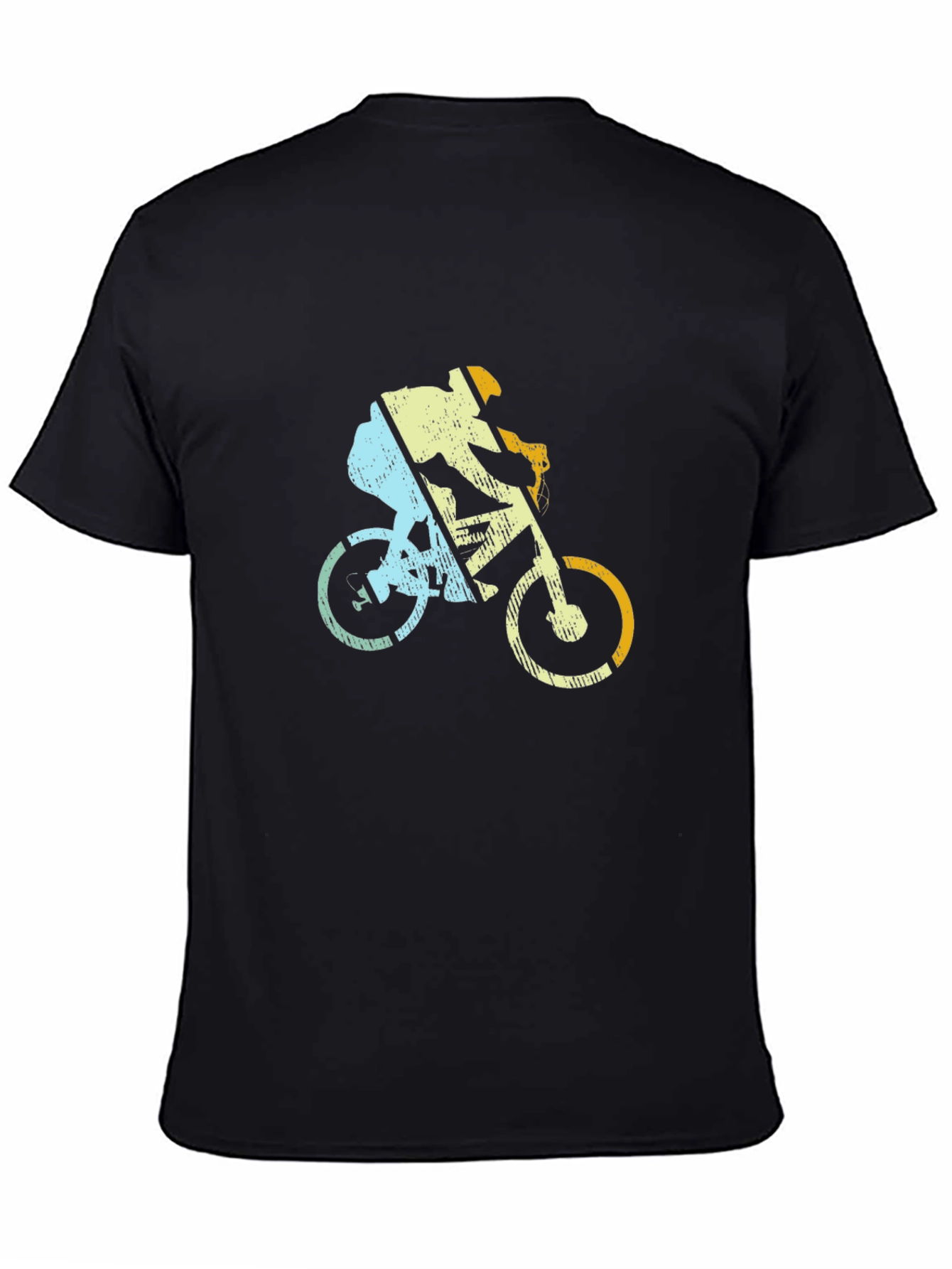 Black Retro Cycling T-Shirt - Mountain Bike Rider Design view 4